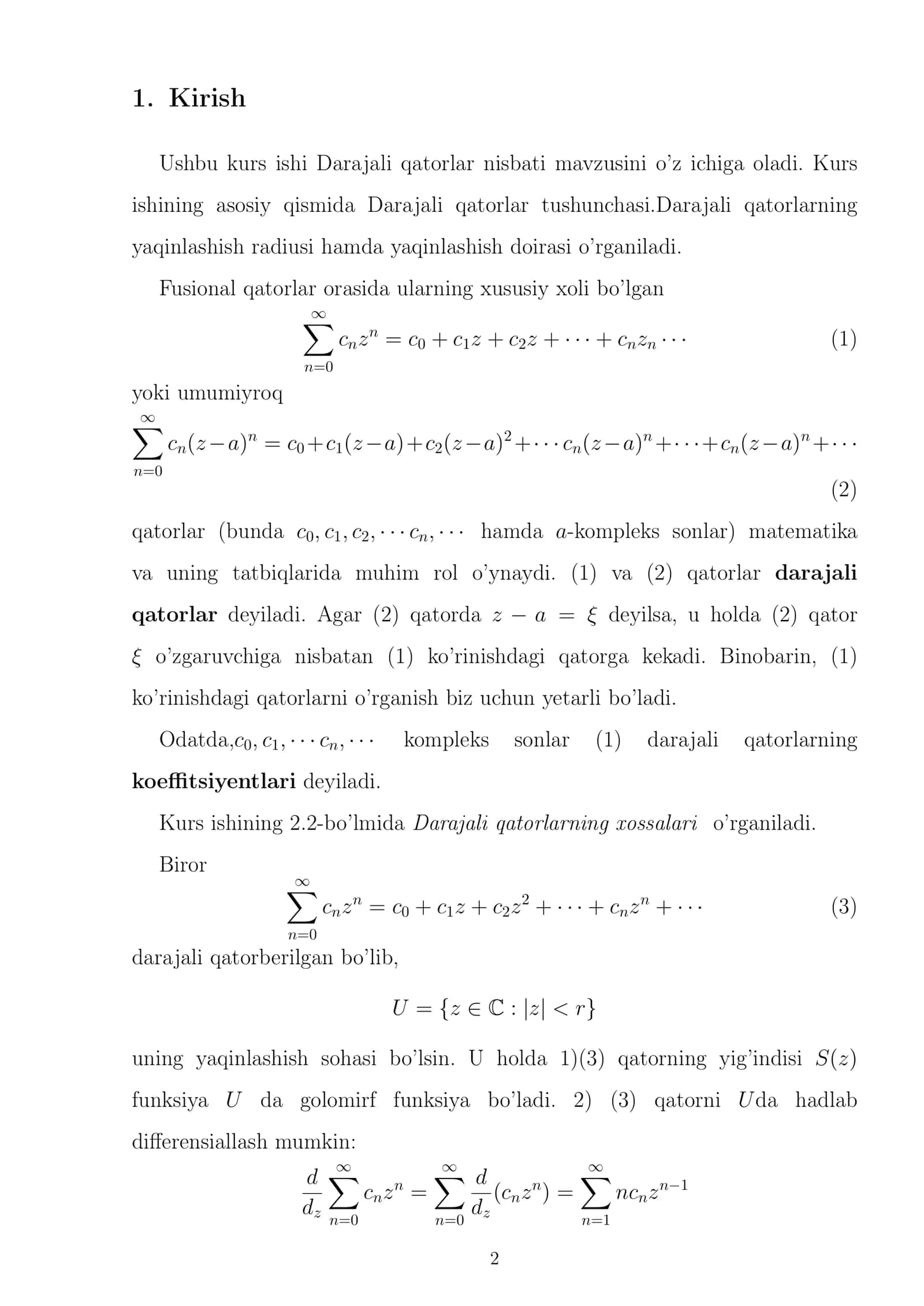Darajali qatorlar nisbati 3