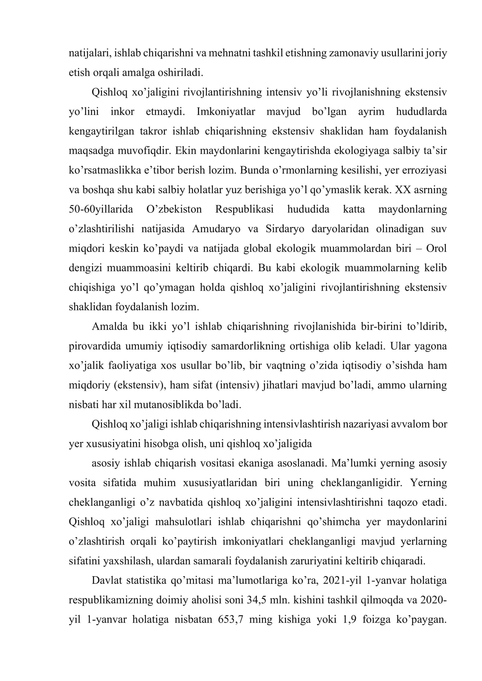Qishloq xo’jaligini intensivlashtirishning samaradorligini oshirish 3