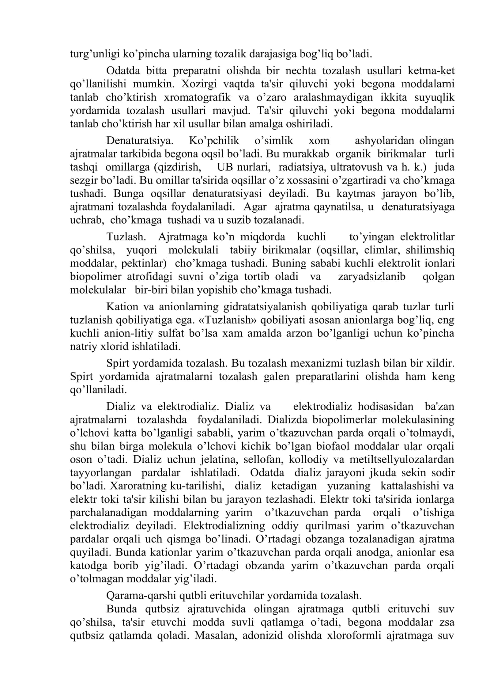 Ajratmani yot moddalardan tozalash usullari 3