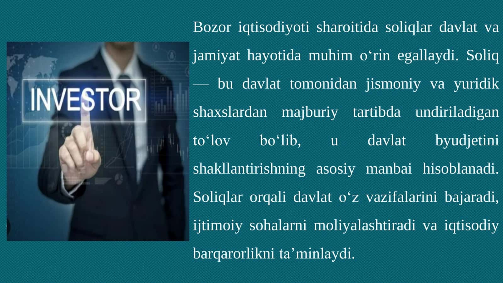 BOZOR IQTISODIYOTIDA SOLIQQA TORTISH VA UNING FAOLIYATI 3