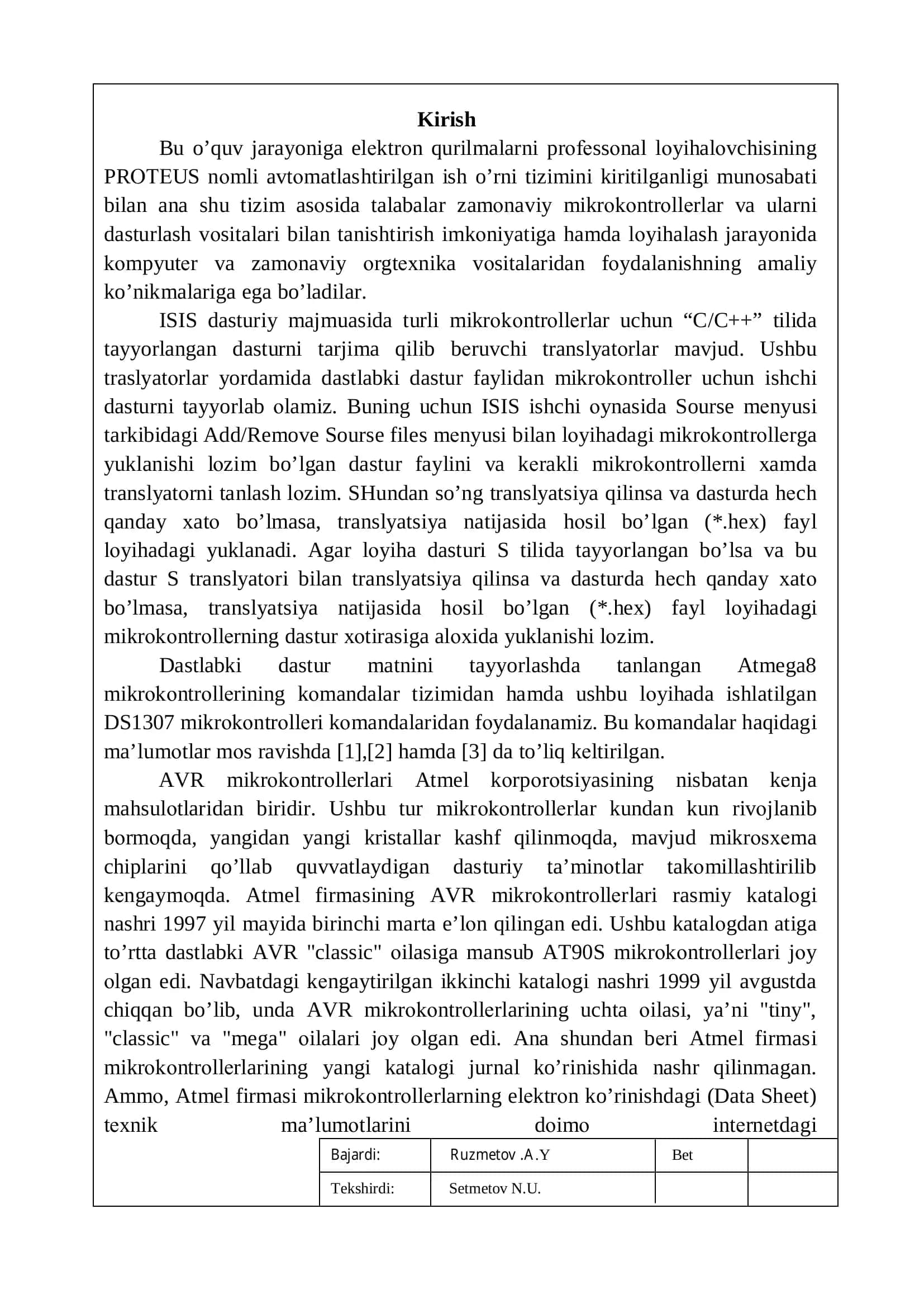 ISIS Proteus virtual dasturida 8x48 matritsali yuguruvchi satr loyihasini ishlab chiqish 3