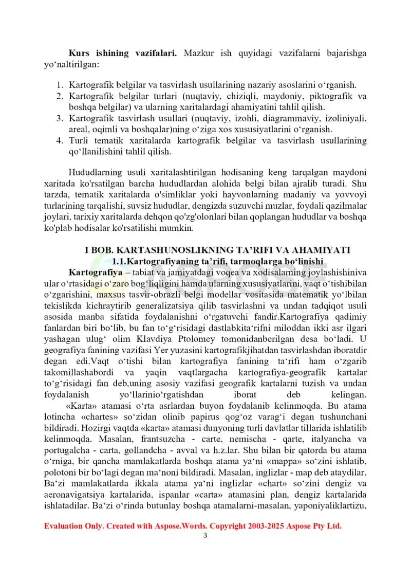 GEOGRAFIK KARTALARDAN VOQEA VA HODISALARNI TASVIRLASHDA QOʻLLANILADIGAN KARTOGRAFIK TASVIRLASH USULLARINI OʻRGANISH HAMDA TAHLIL QILISH 3