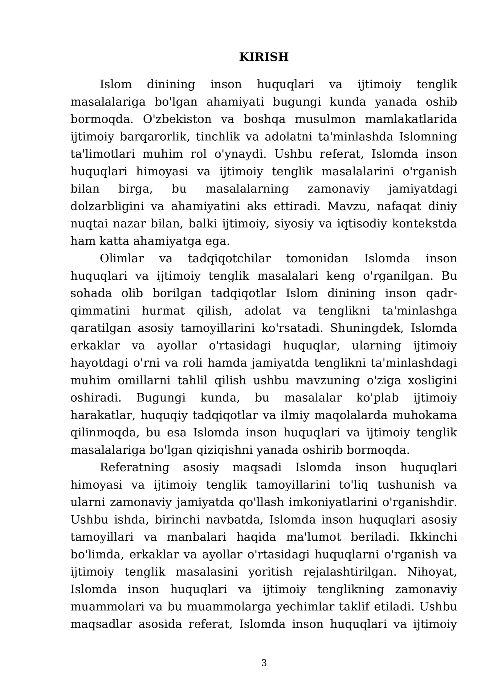 Islomda inson huquqlari himoyasi, ijtimoiy tenglik 3