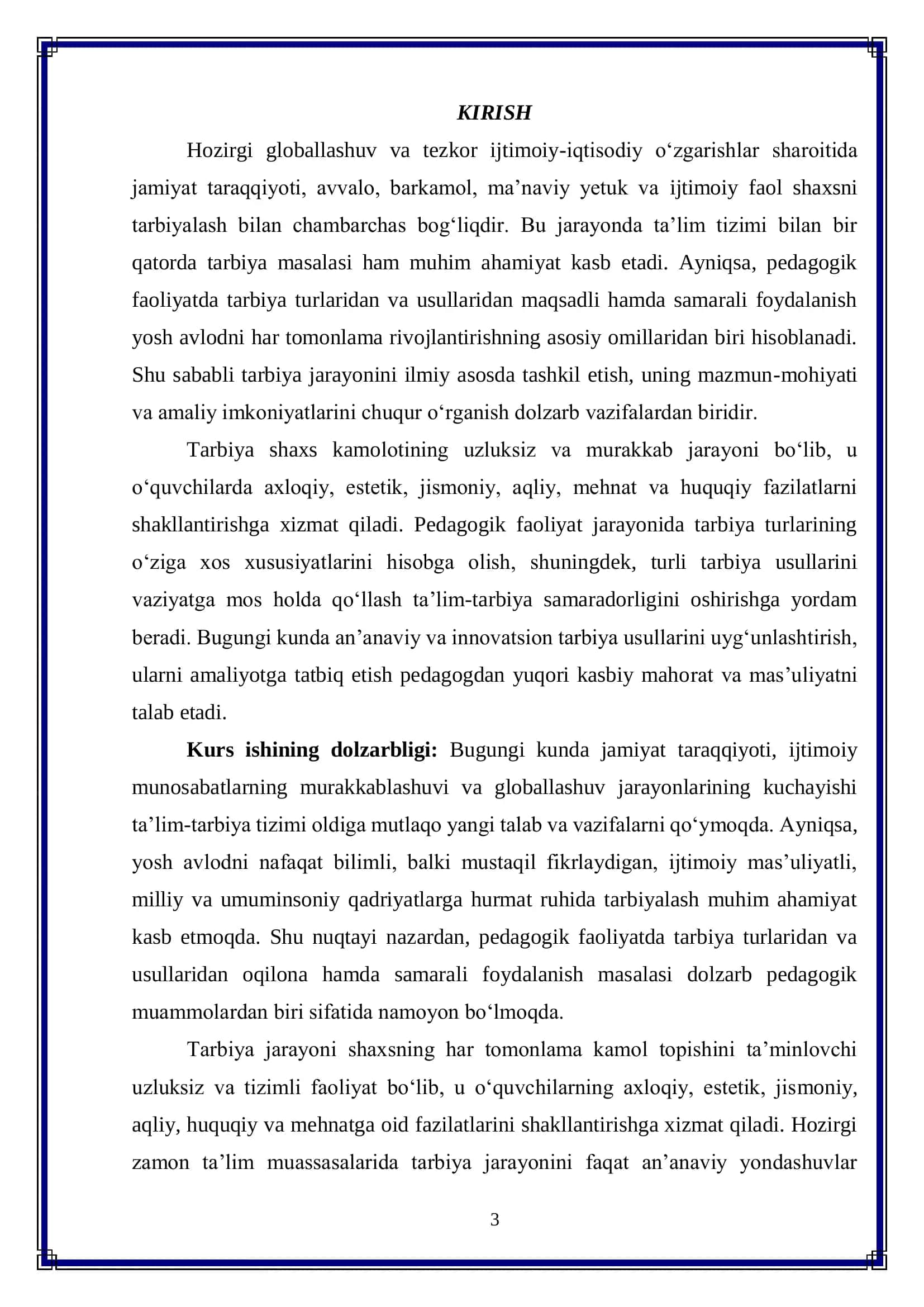 Pedagogik faoliyatda tarbiya turlari va usullaridan foydalanish imkoniyatlari 3