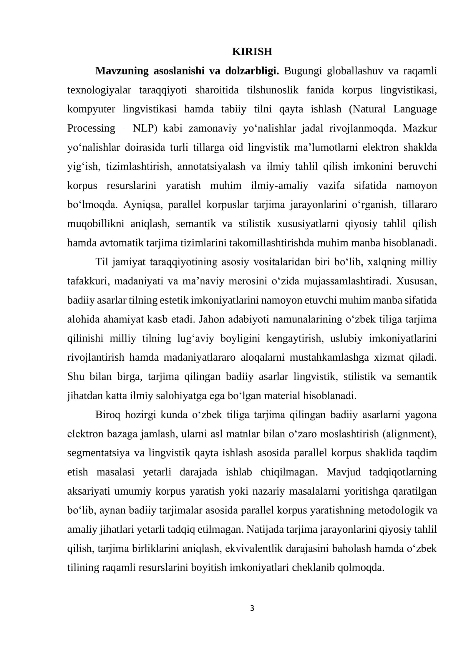 O‘ZBEK TILIGA TARJIMA QILINGAN BADIIY ASARLARNING PARALLEL KORPUSINI YARATISH MASALALARI   (Chingiz Aytmatovning “Asrga tatigulik kun” romani asosida) 3