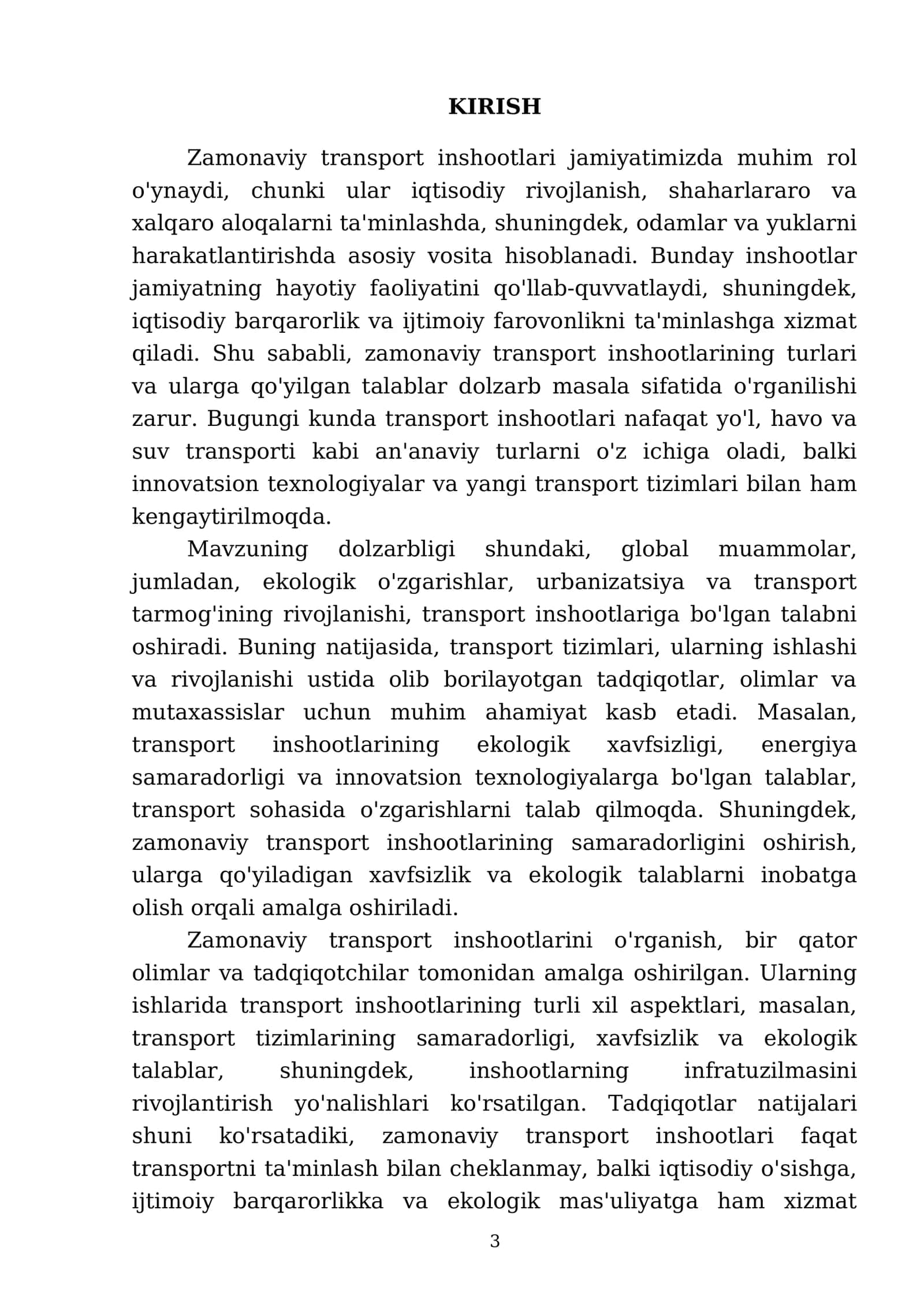 Zamonaviy transport inshootlarining turlari va ularga qo'yilgan talablar 3