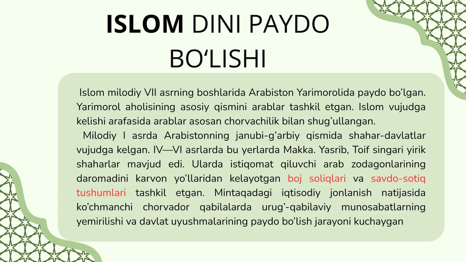 ISLOM DINI TARIXI VA MOHIYATI 3