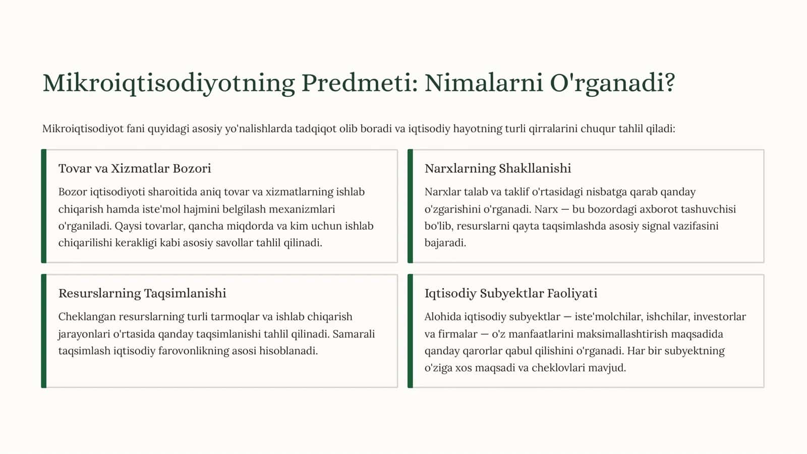 Mikroiqtisodiyot: Fanining Predmeti, Vazifalari va O'rganish Usullari 3