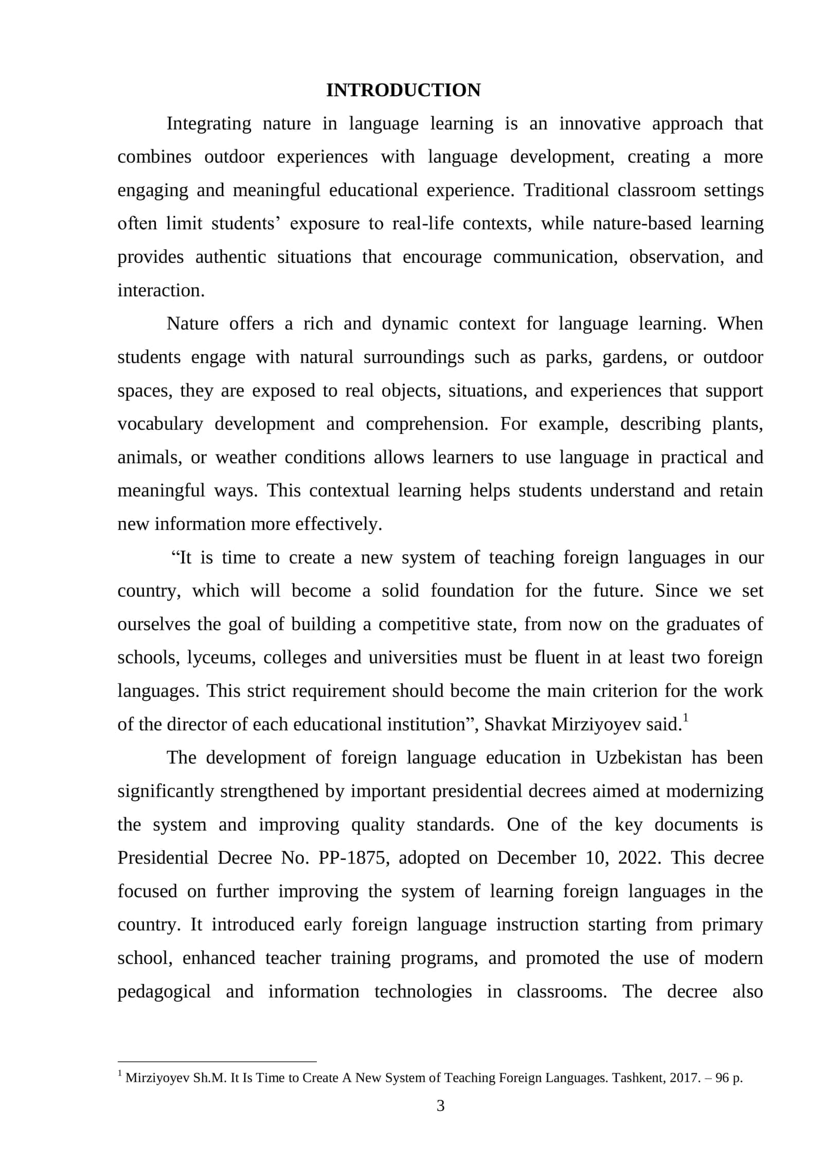 Course Paper: Integrating Nature in Language Learning 3