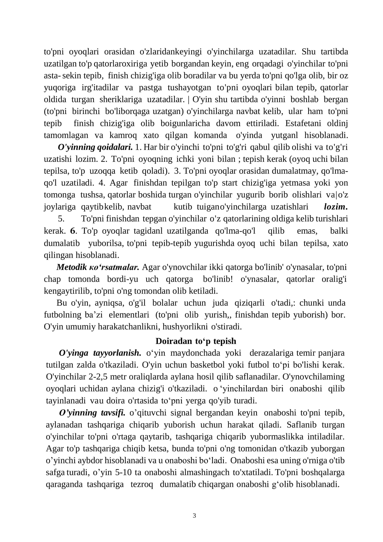 Jismoniy tarbiya darslari va sport mashgʻulotlari mazmuniga mos holda harakatli oʻyinlarni rejalashtirish hamda oʻtkazish 3
