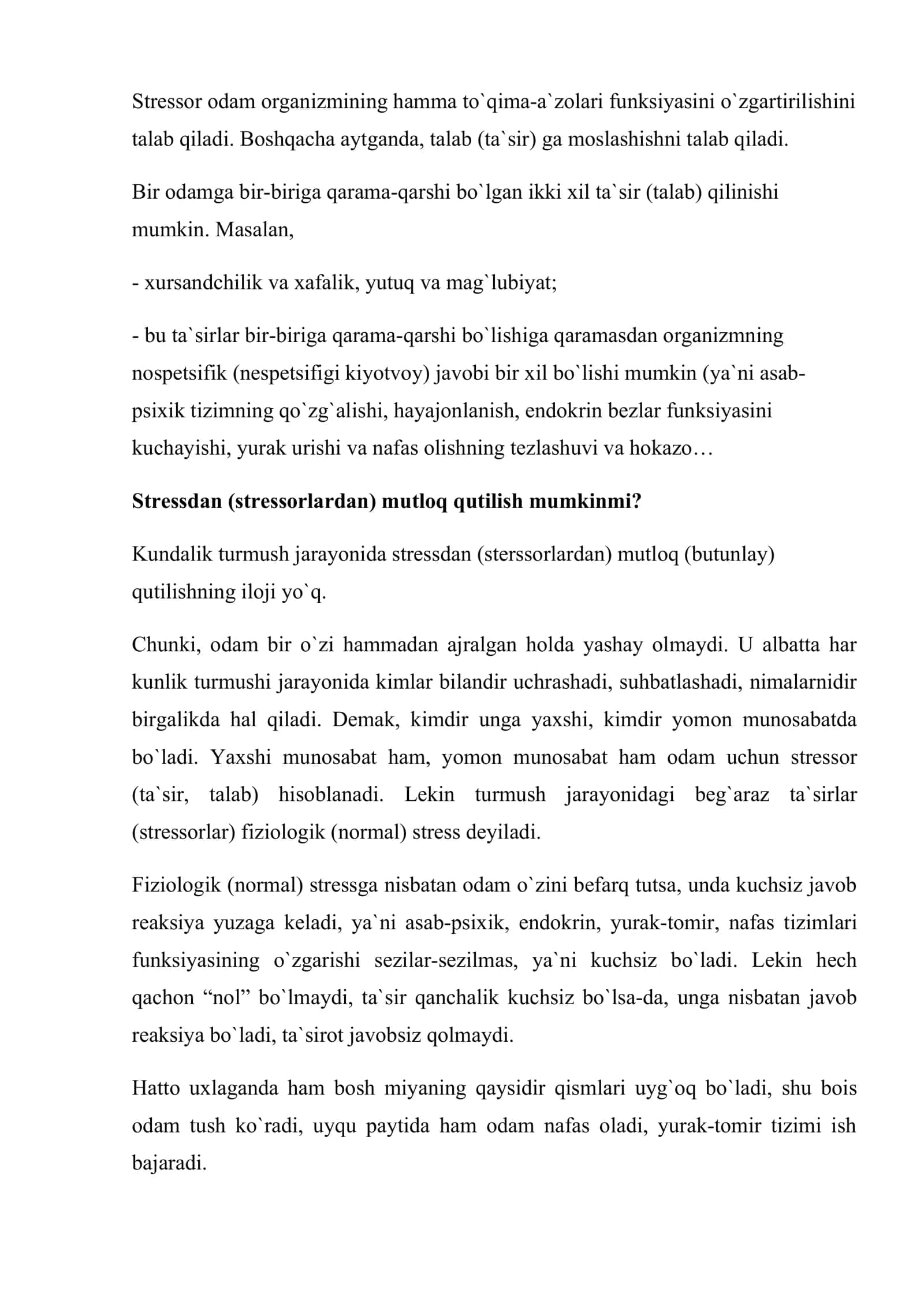 Ruhiy va jismoniy zo`riqishlar 3