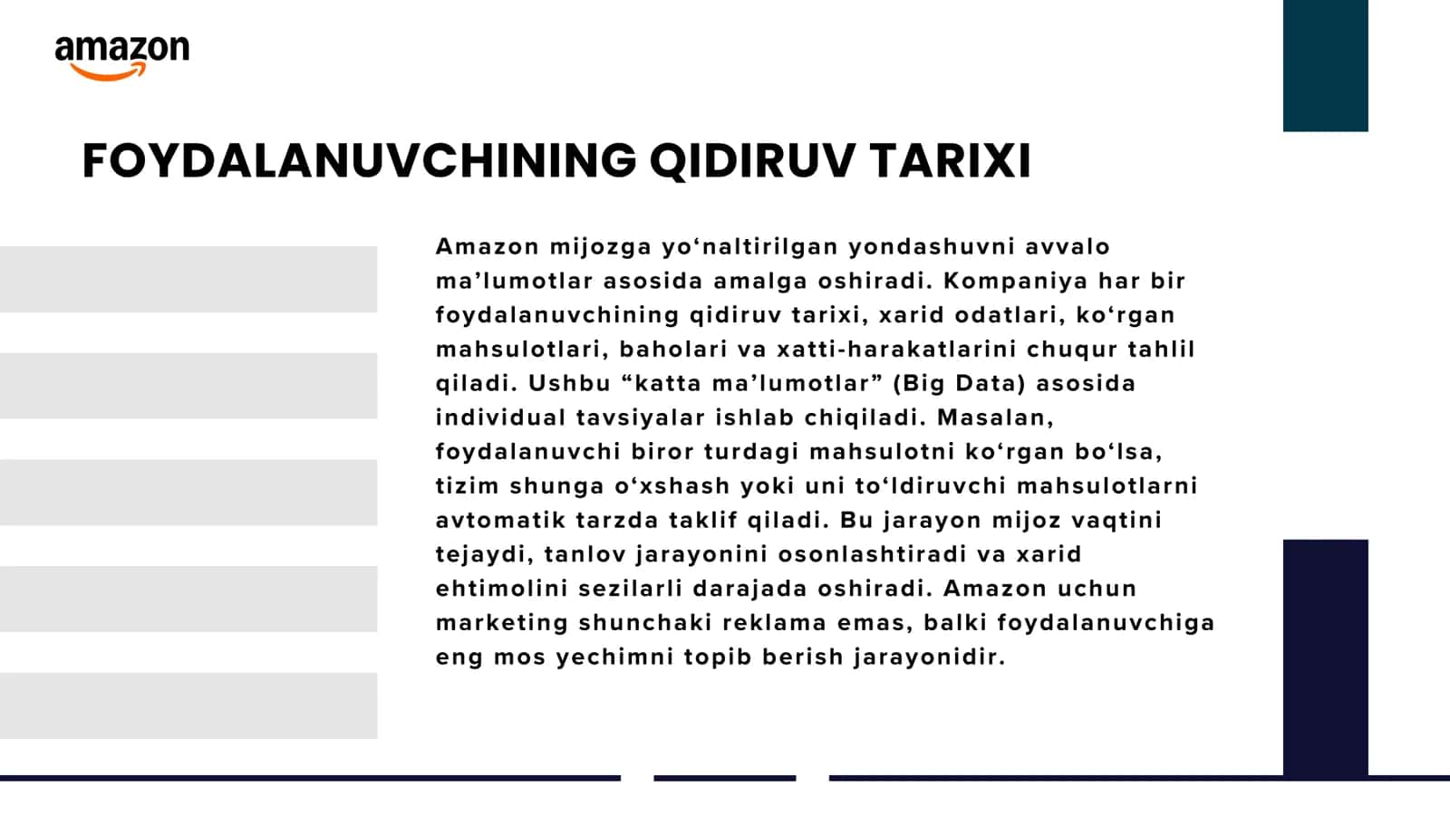 AMAZON KOMPANIYASIDA MIJOZGA YO'NALTIRILGAN MARKETING MODELI 3