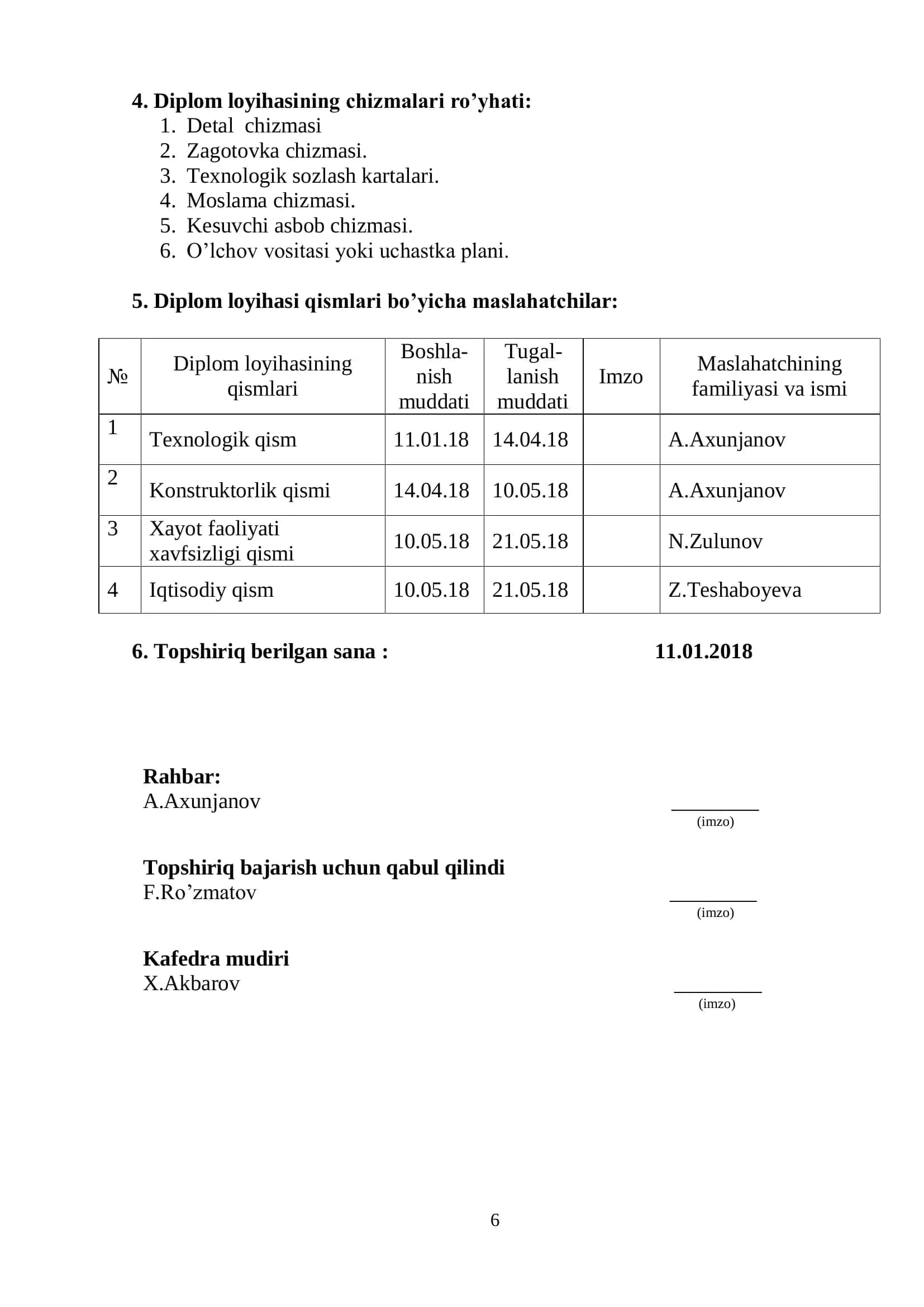Diplom loyihasi - “Konveroll universal” MCHJ sharoitlari uchun “1130305 Asos” detalini tayyorlash texnologik jarayonini va operatsiyalarining texnologik ta’minot vositalari konstruktsiyalarini ishlab chiqish 3