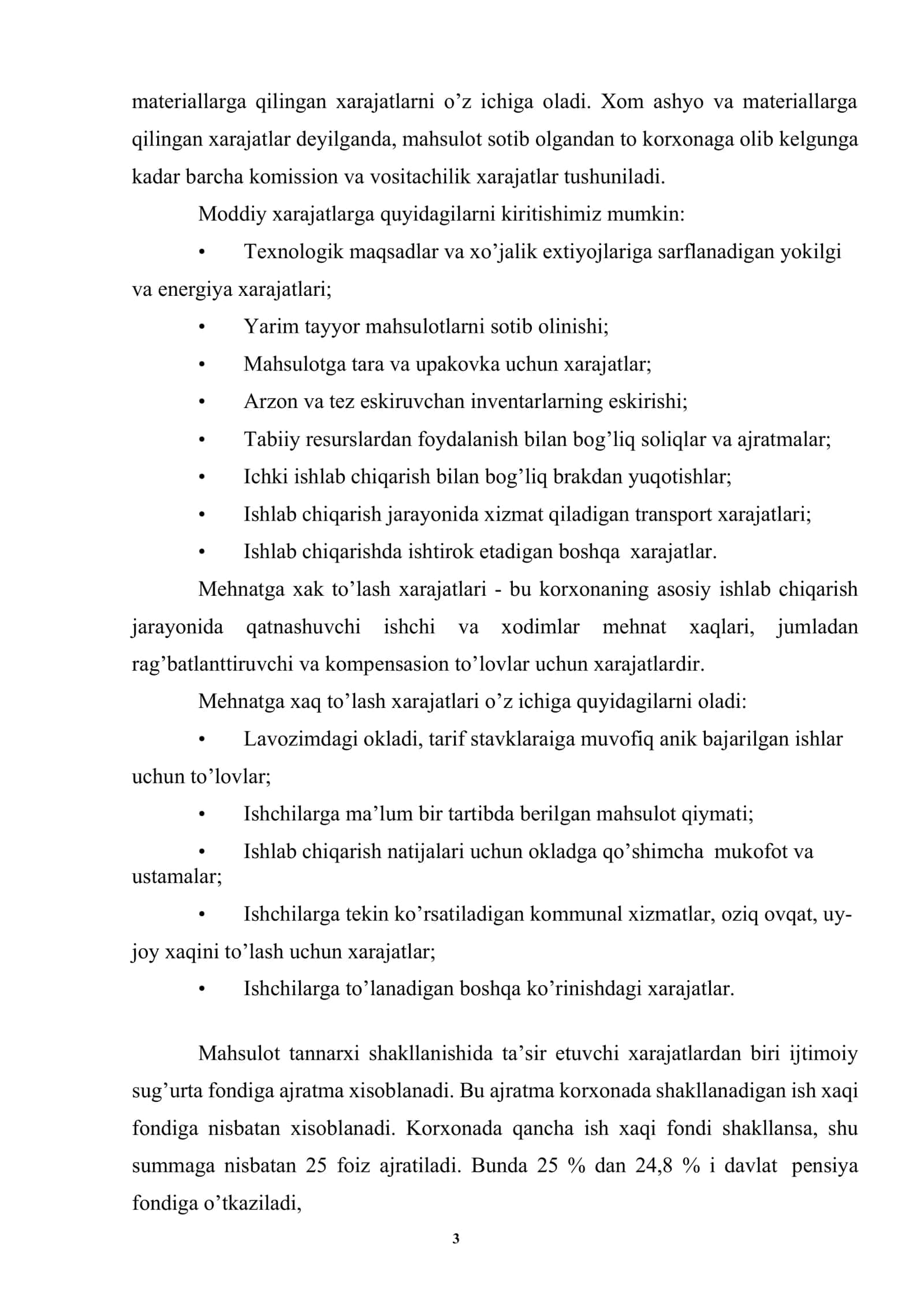 Ishlab chiqarilgan va sotilgan mahsulotlar tannarxi tahlili 3