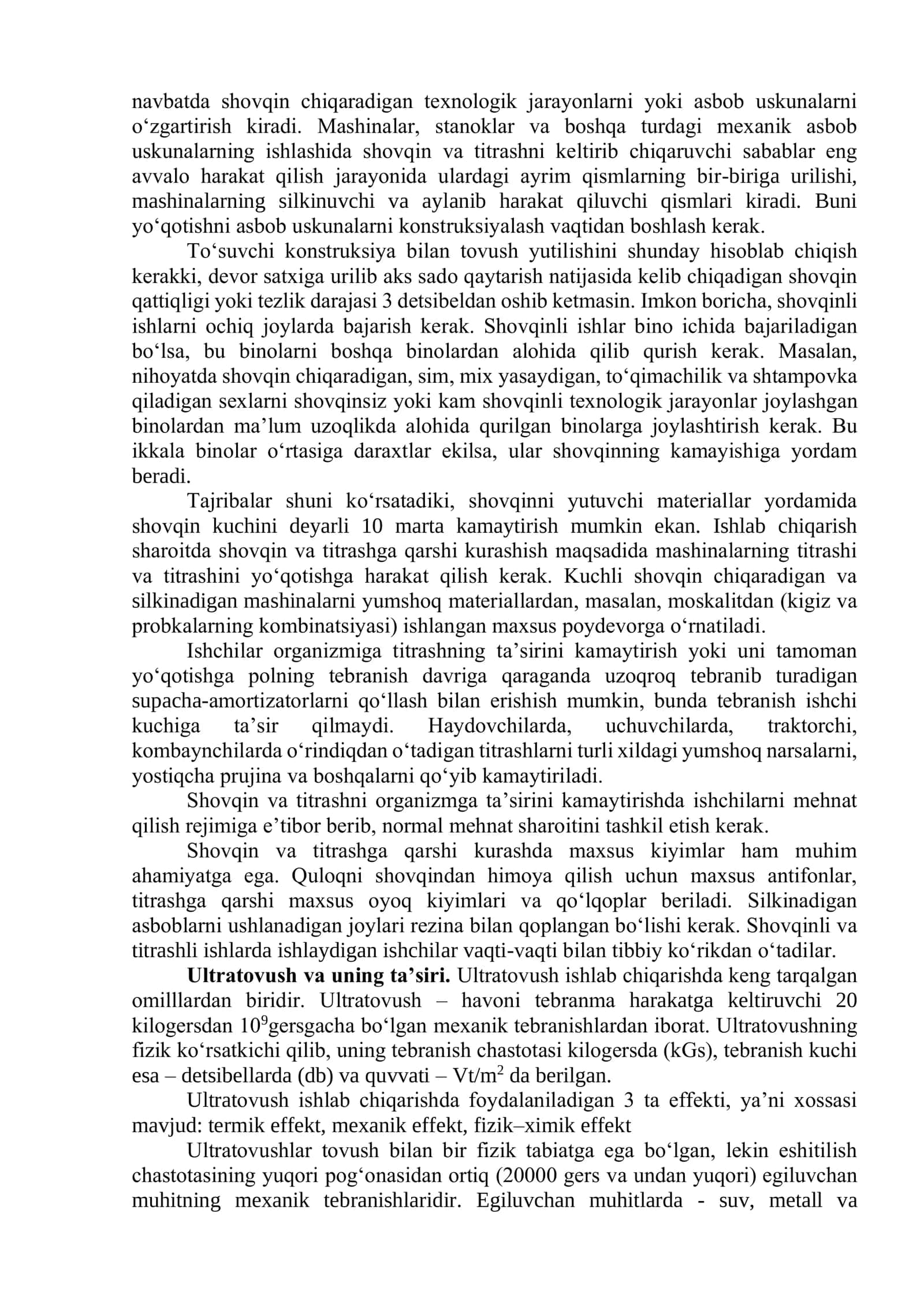 Shovqin, titrash, zararli nurlanishlar va ularga qarshi chora tadbirlar 3