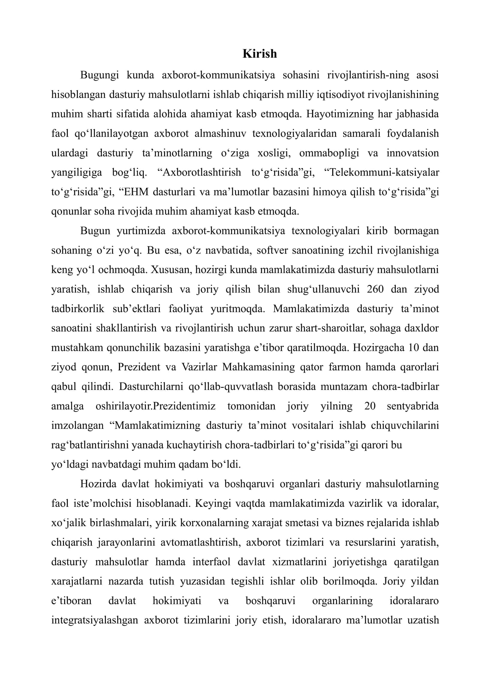 Dasturlash ta`monoti tizimlarini loyihalash fanidan KURS ISHI 3