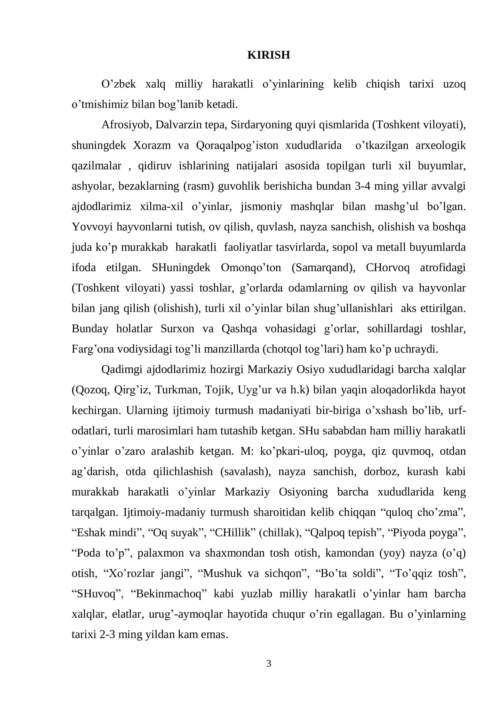 O'zbek xalq milliy harakatli o'yinlari 3