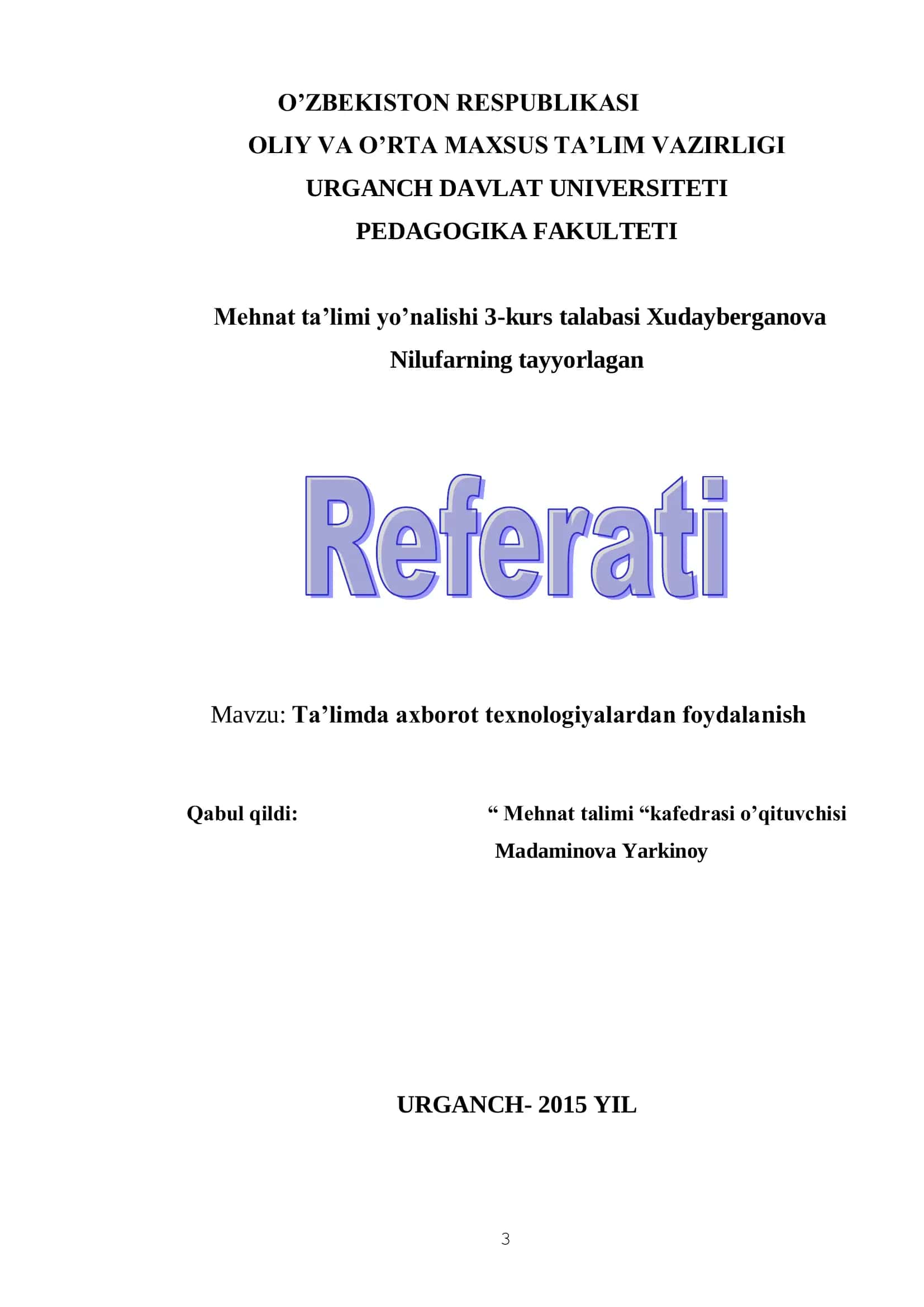 Ta’limda axborot texnologiyalardan foydalanish 3