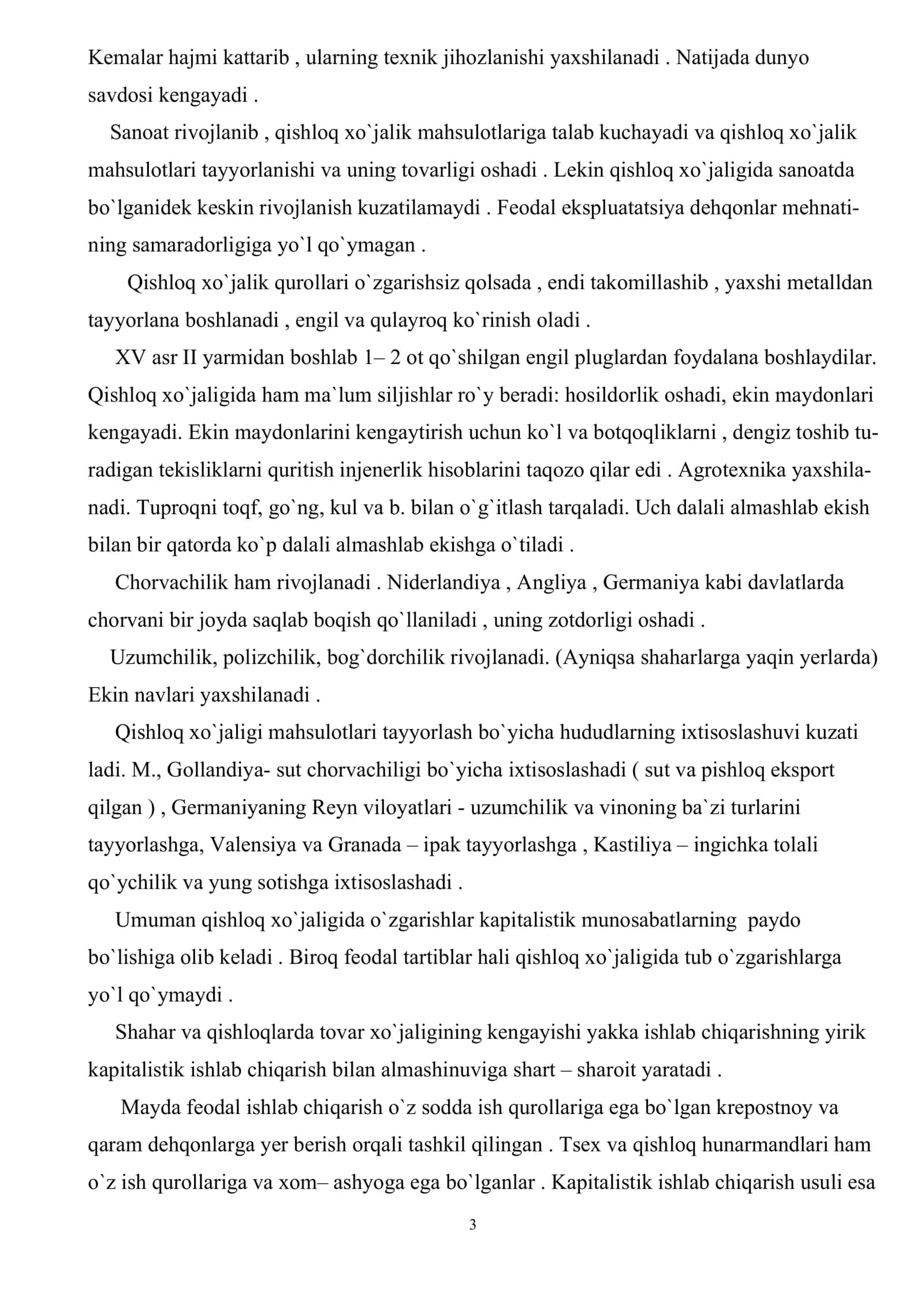 G`arbiy Evropada kapitalistik munosabatlarning paydo bo`lishi 3