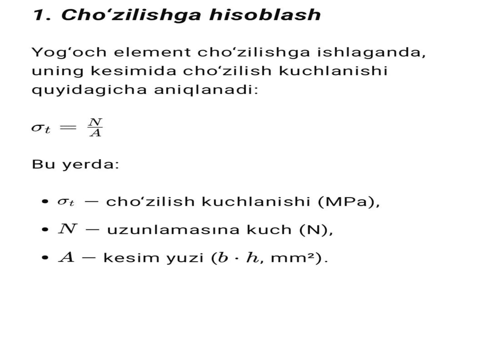 Yog’och konstruksiya elementlarini cho’zilish va siqilishga hisoblash 3