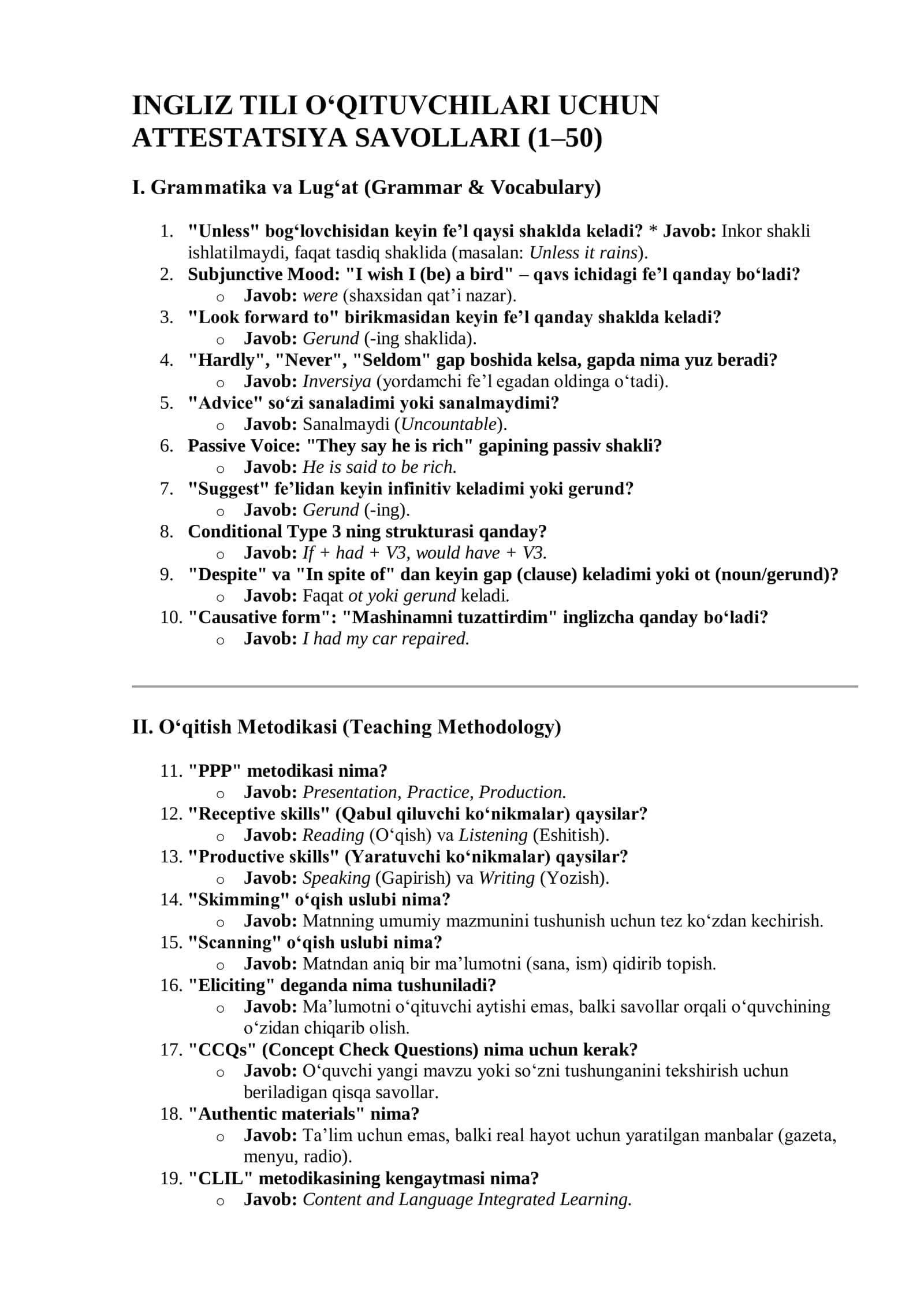 ENGLISH TEACHER'S GOLDEN 1000: 2026-yilgi Attestatsiya va Sertifikat imtihonlari uchun mukammal testlar bazasi 3
