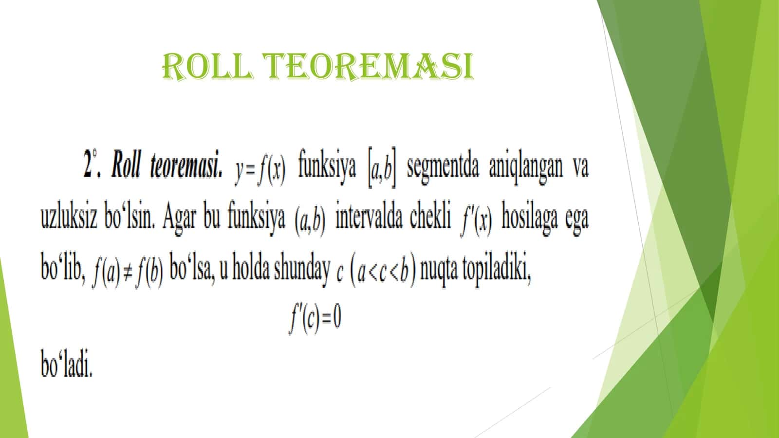 Differensial hisobning asosiy teoremalari 3