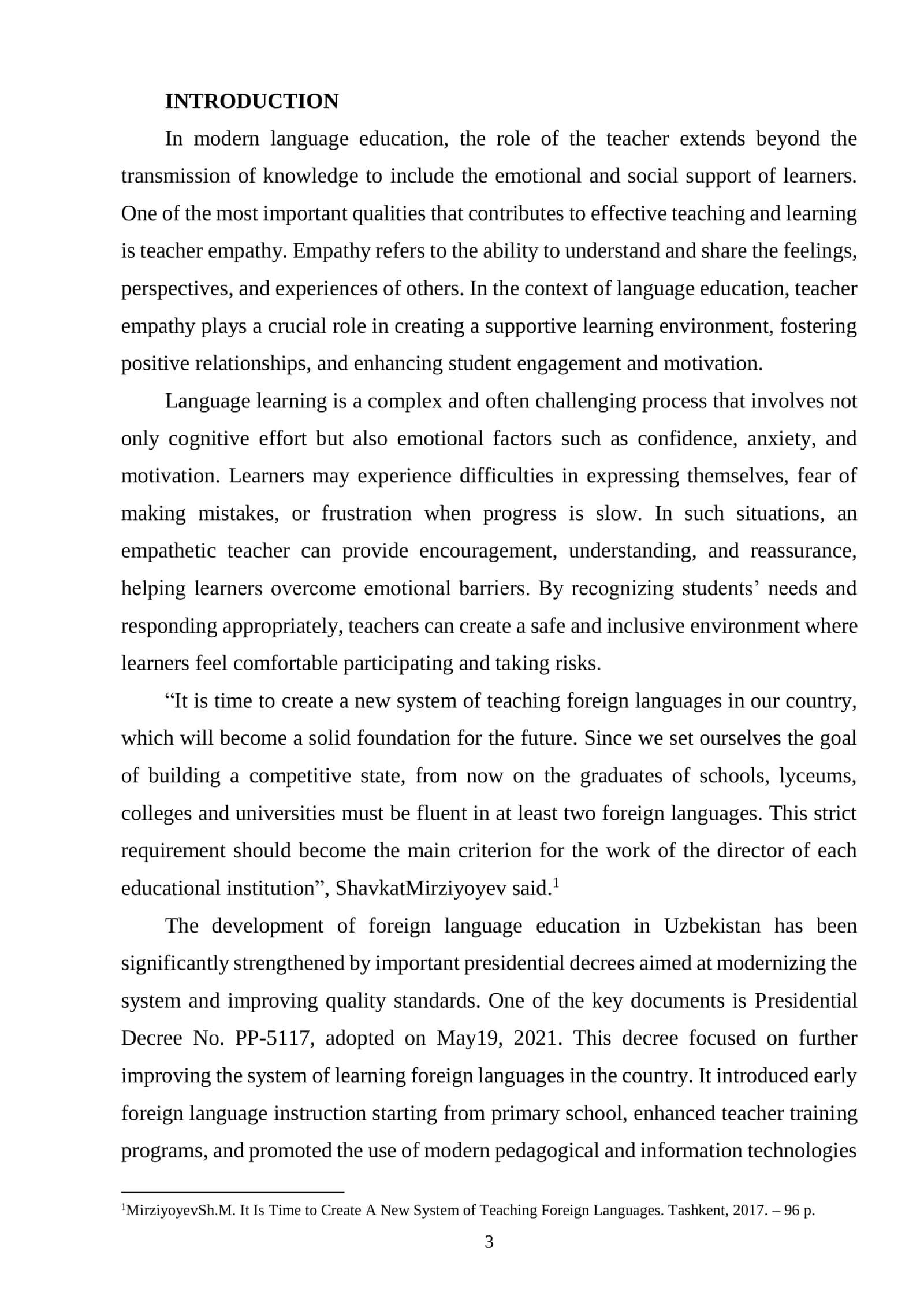 Course Paper on The Role of Teacher Empathy 3
