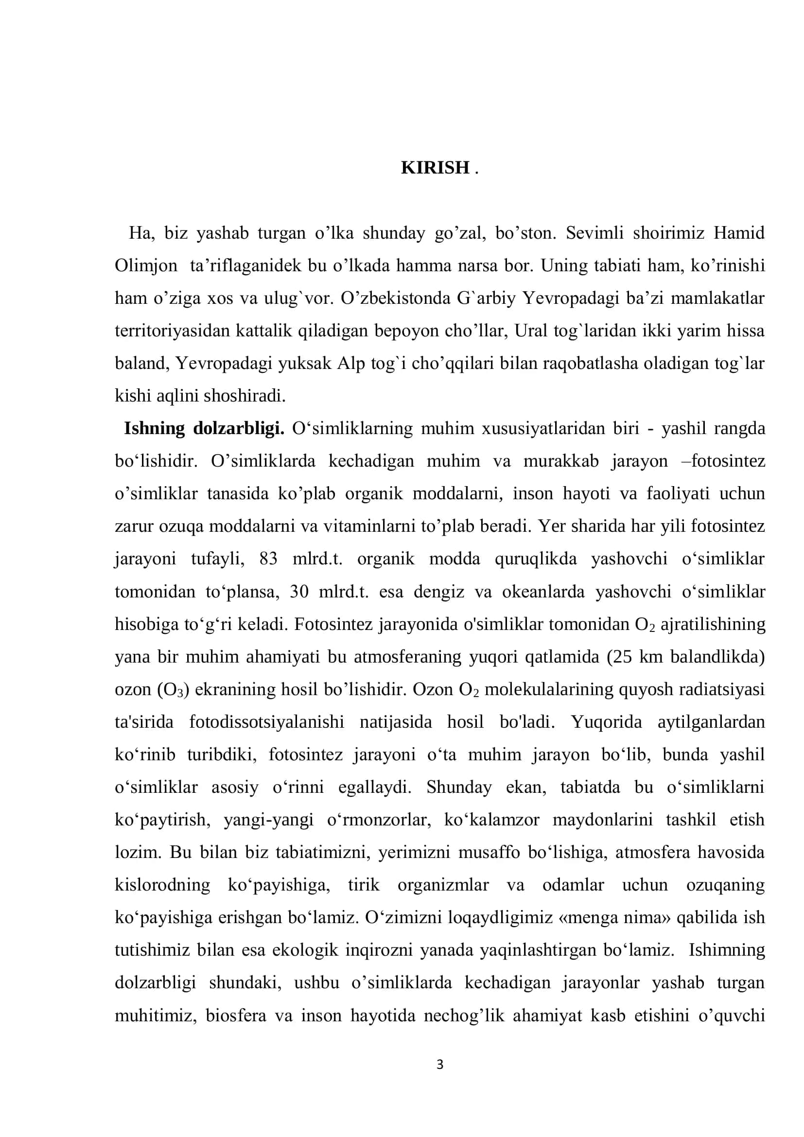 Fotosintezning tabiatda tutgan o’rni 3