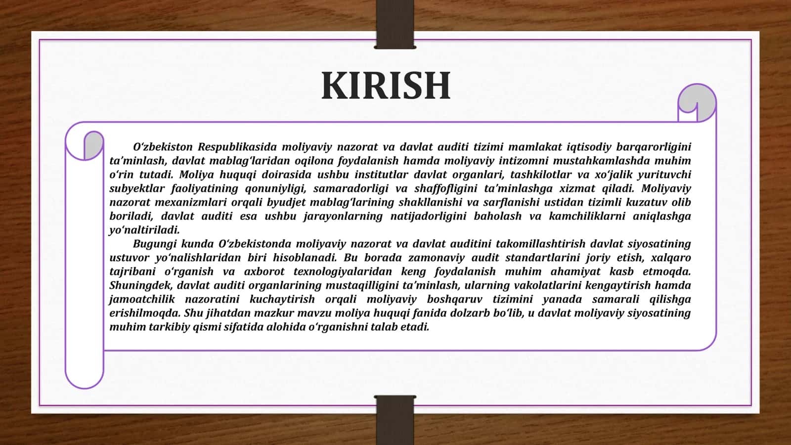 O'ZBEKISTON RESPUBLIKASIDA MOLIYAVIY NAZORAT VA DAVLAT AUDITI 3