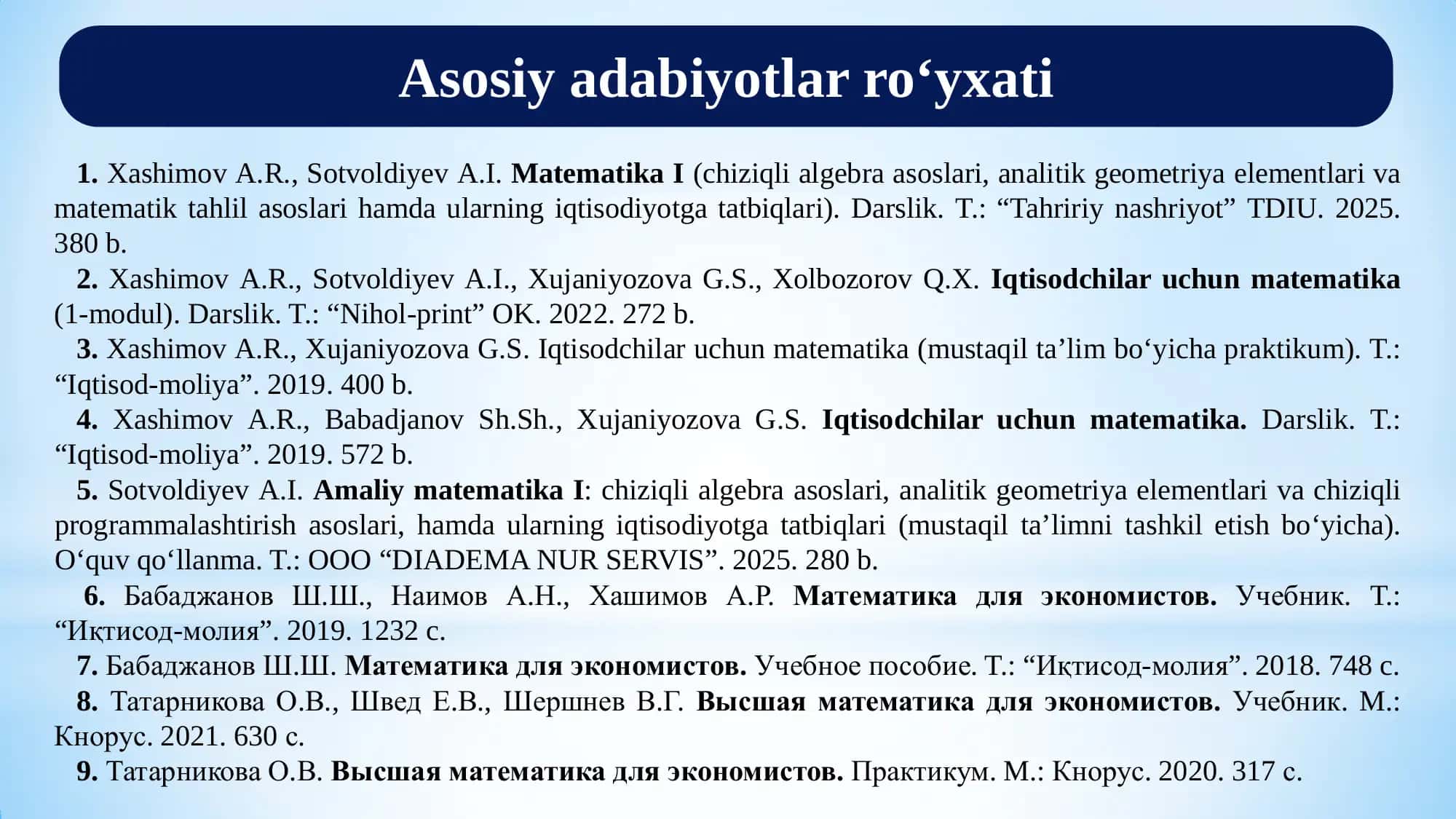 Amaliy matematika 1: Determinantlar nazariyasi 3