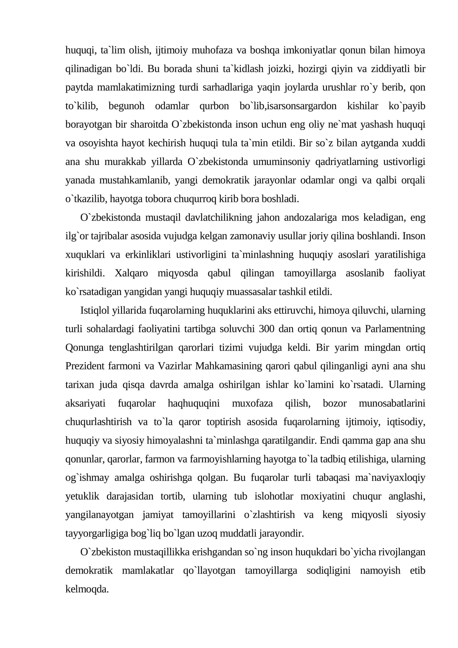 Yangi O`zbekistonda inson haq-huquqlari va erkinliklari yaratilishi 3