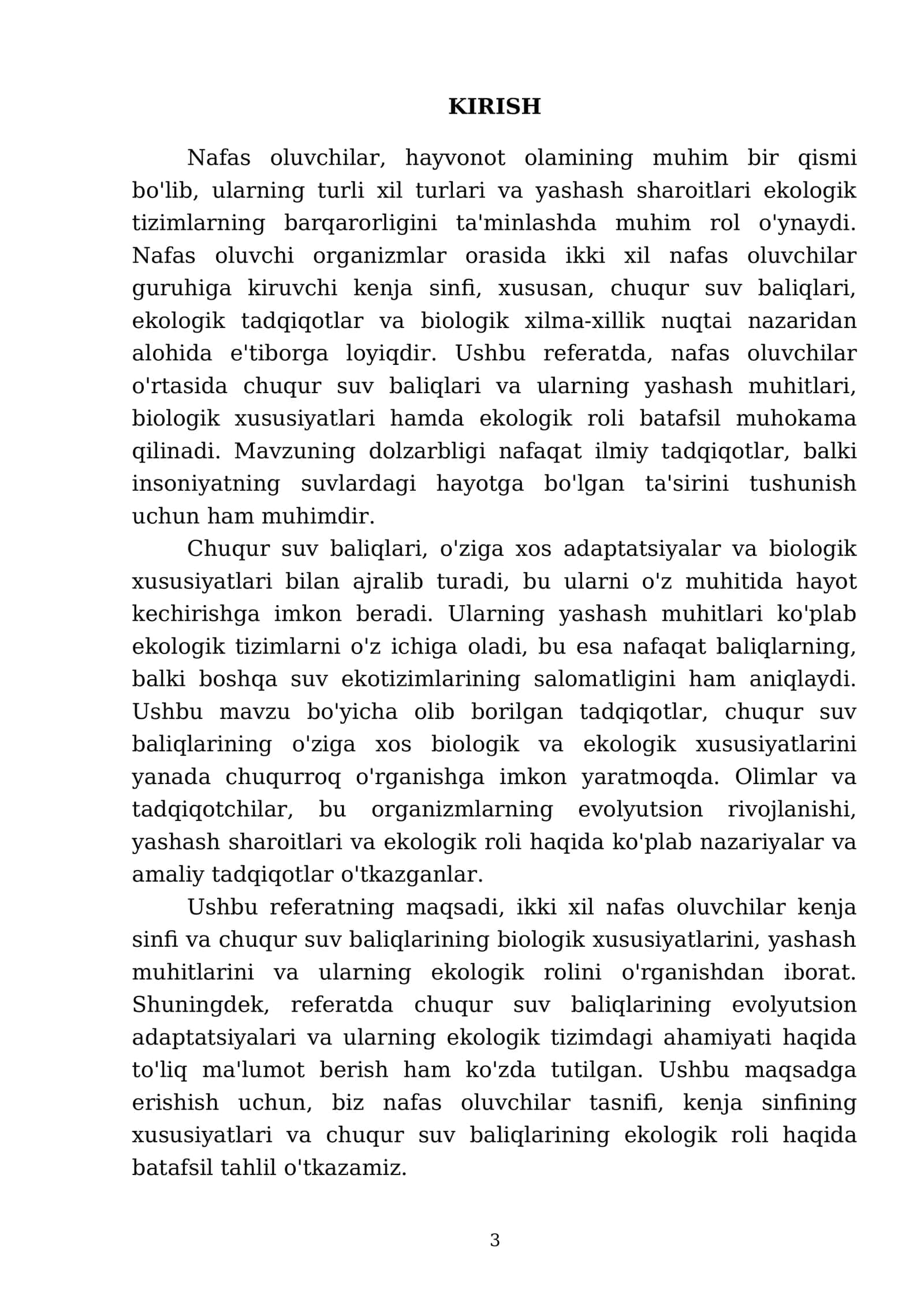 Ixtiologiya fanidan referat: Ikki xil nafas oluvchilar kenja sinfi va chuqur suv baliqlari 3