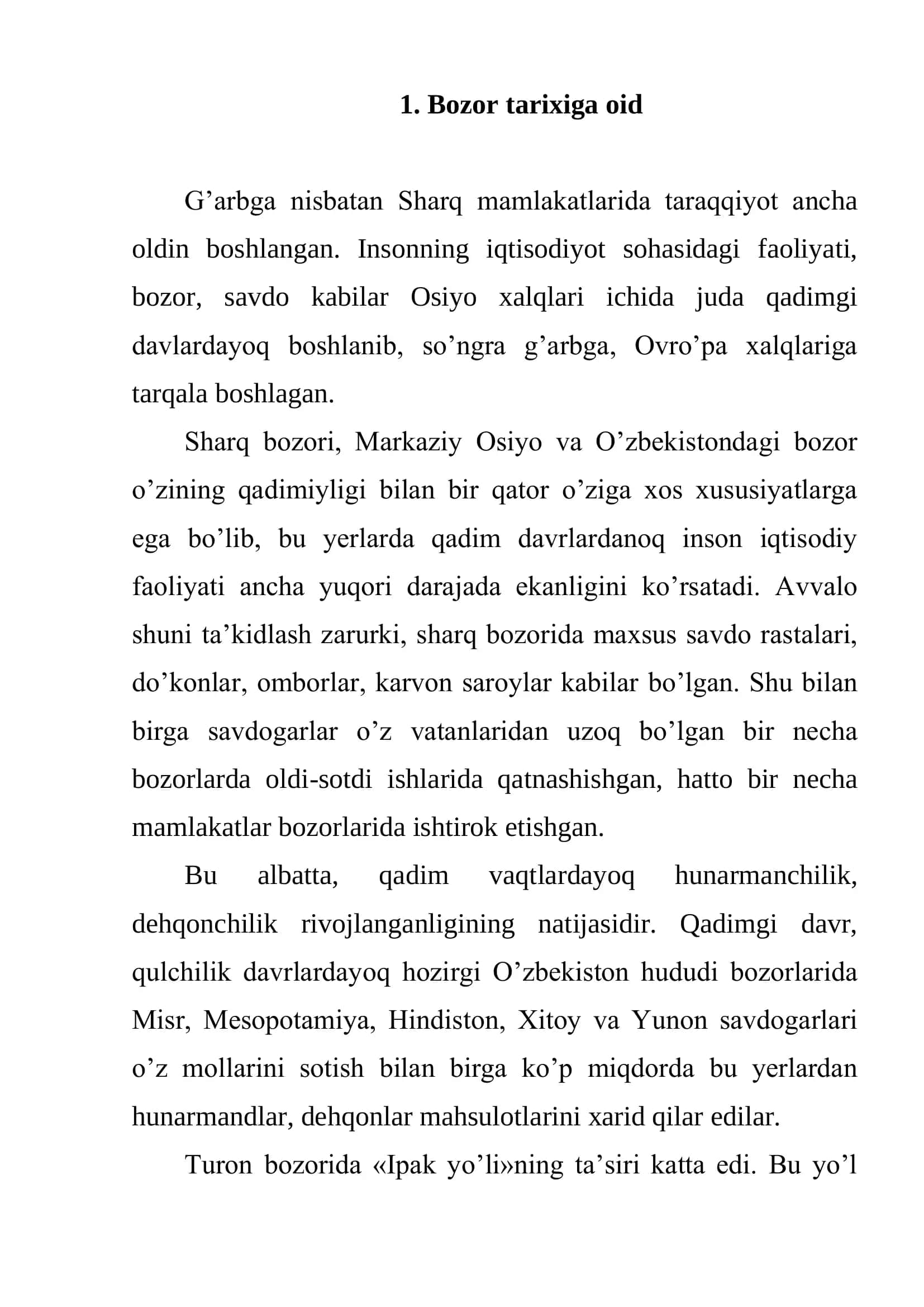 Bozor iqtisodiyoti shakllanishining tarixi 3