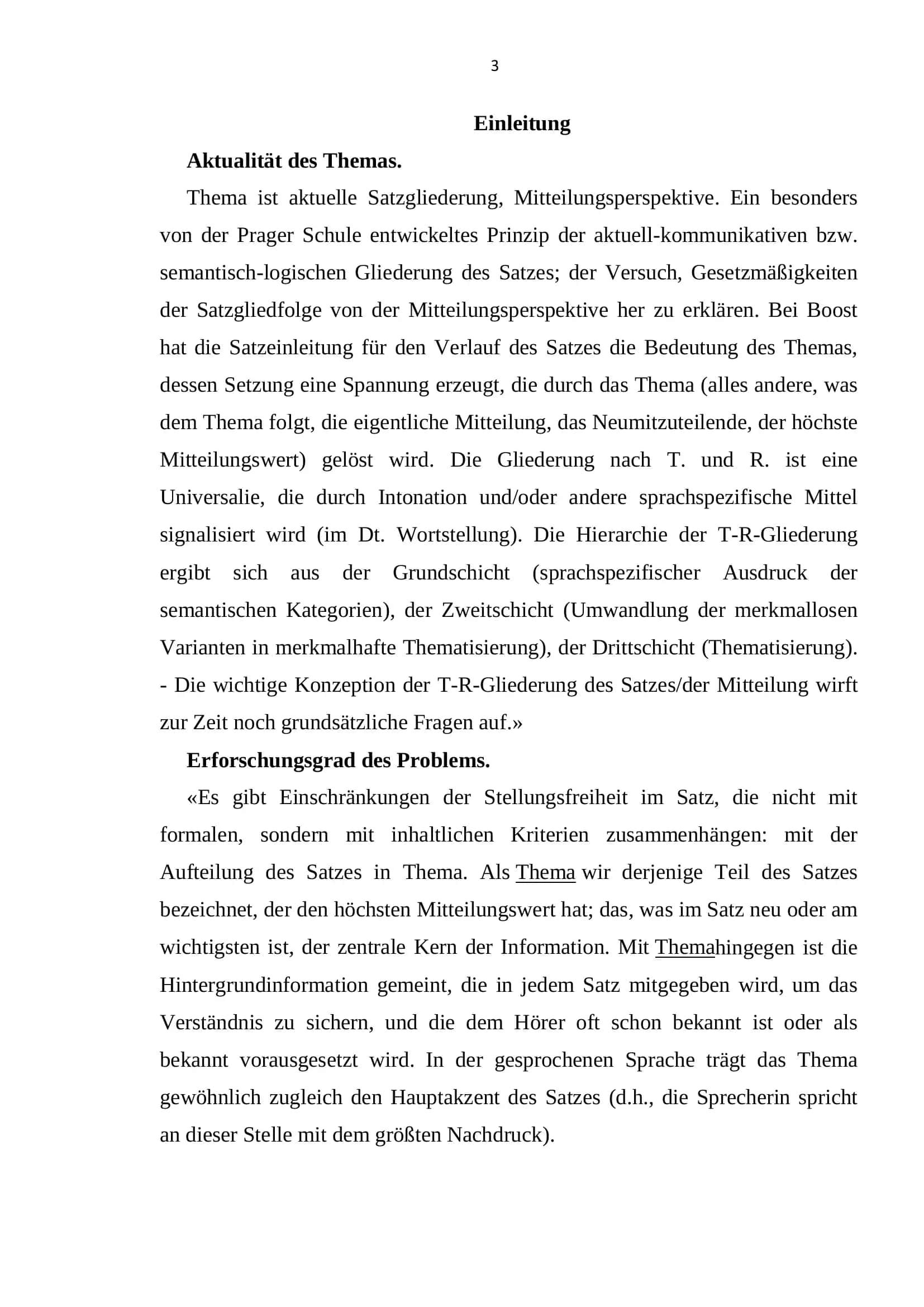 Kommunikative Gliederung des Satzes im Deutschen 3
