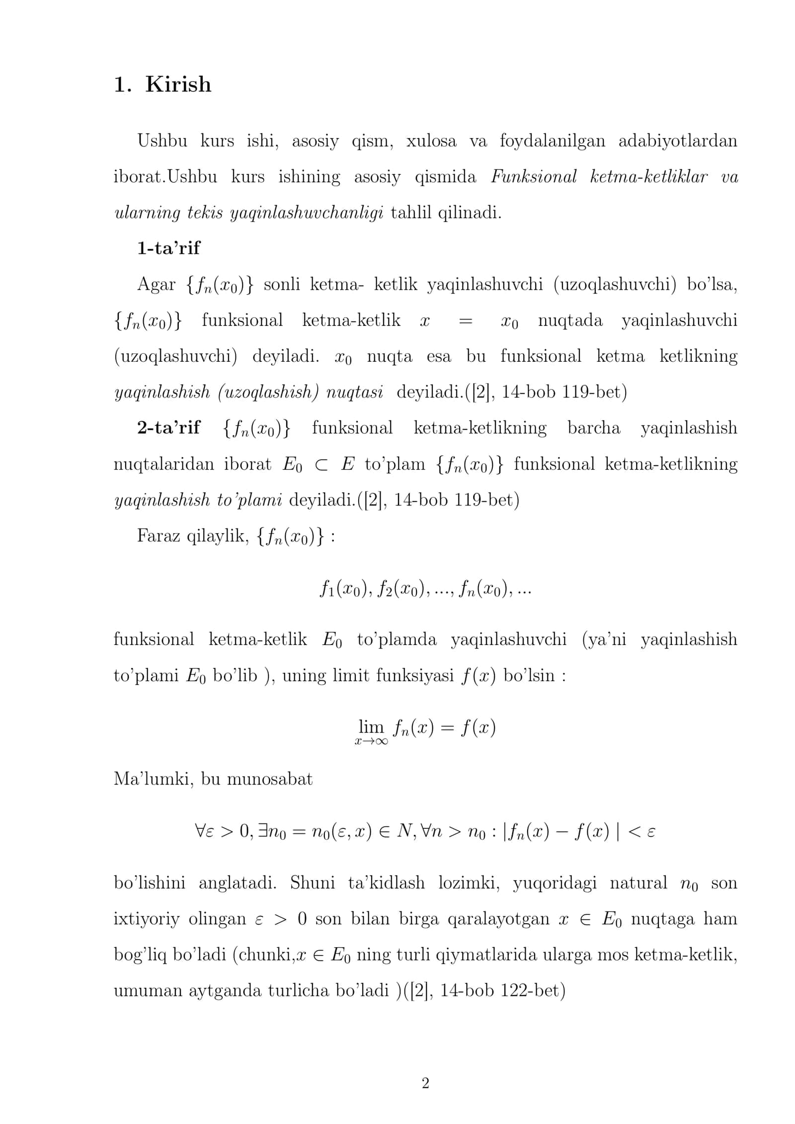 Funksiyani ko'phadlar bilan tekis yaqinlashtirish.Matematik analiz 3
