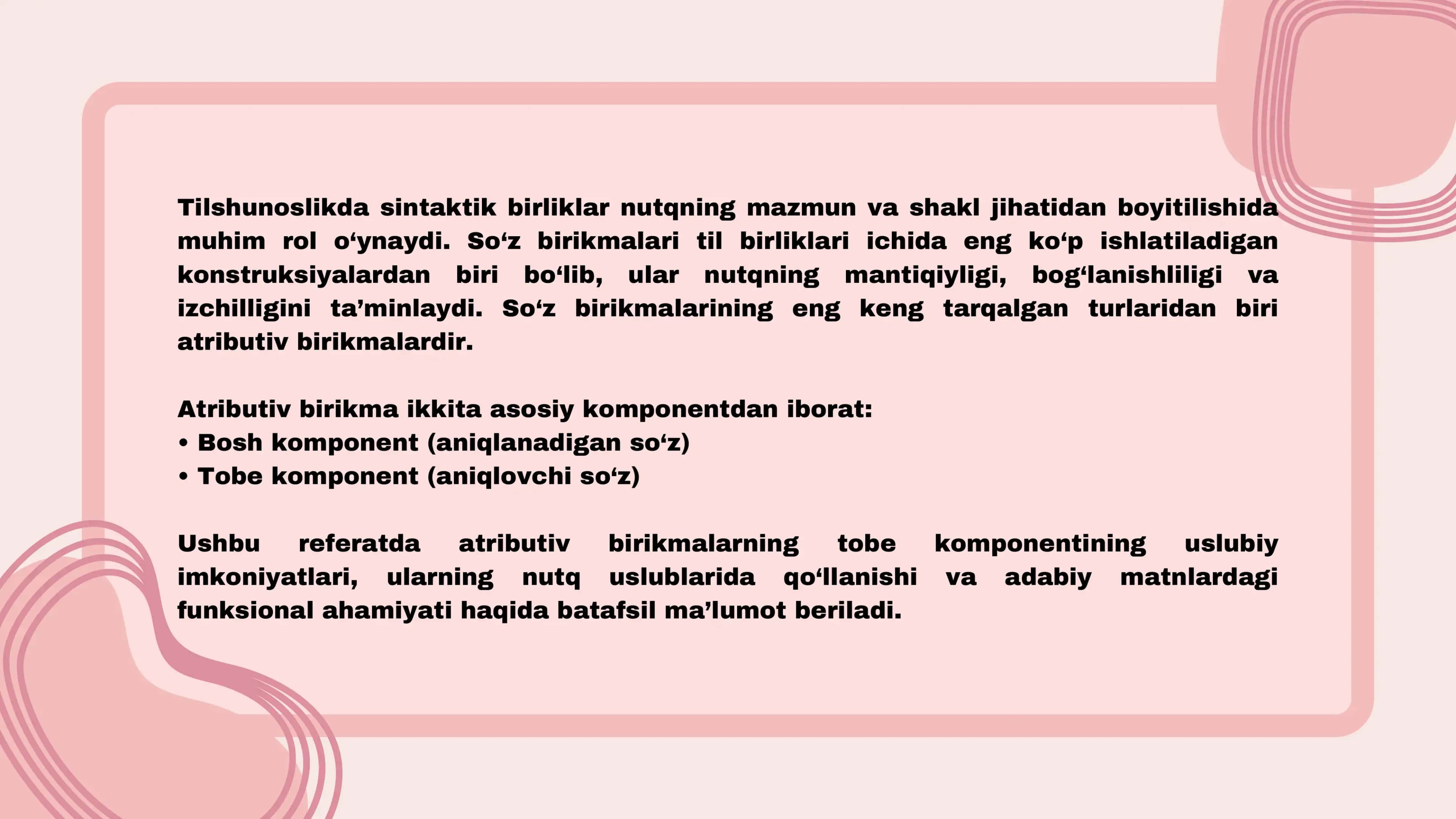 ATRIBUTIV BIRIKMA TOBE KOMPONENTINING USLUBIY IMKONIYATI 3