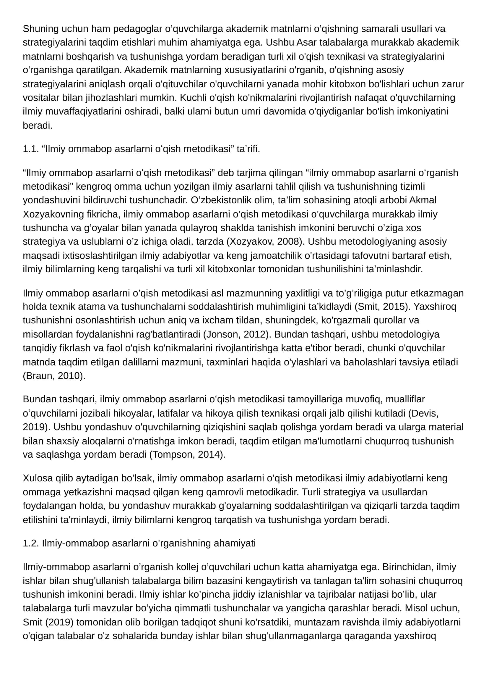 “Ilmiy-ommabop asarlar o’qish metodikasi” mavzusidagi 3