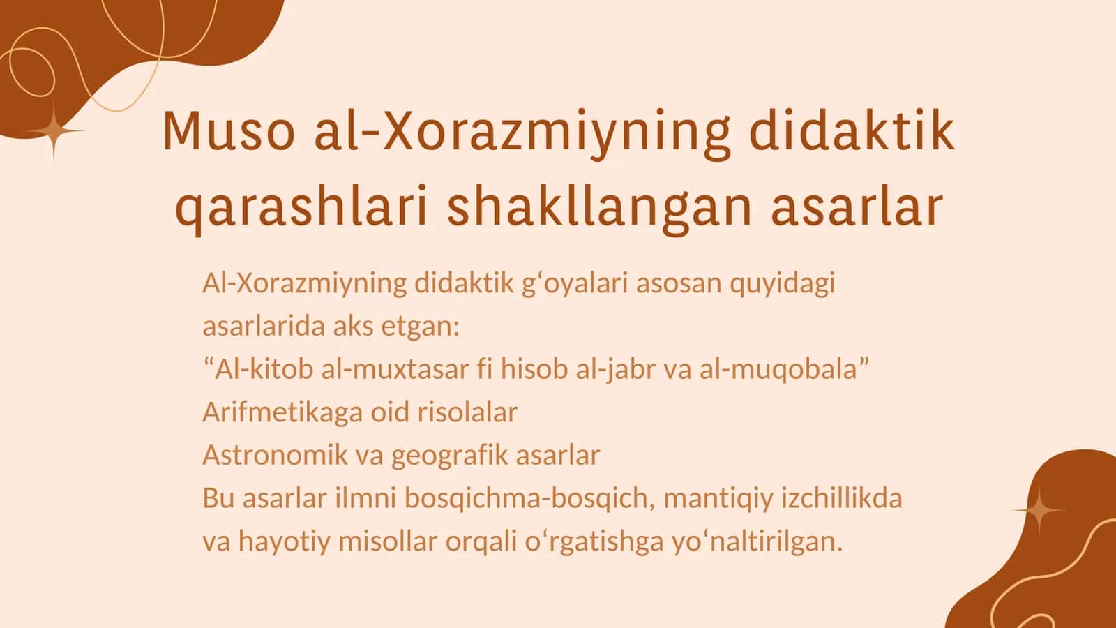 Muso Al Xorzmiz haqida ma'lumot slayd 3