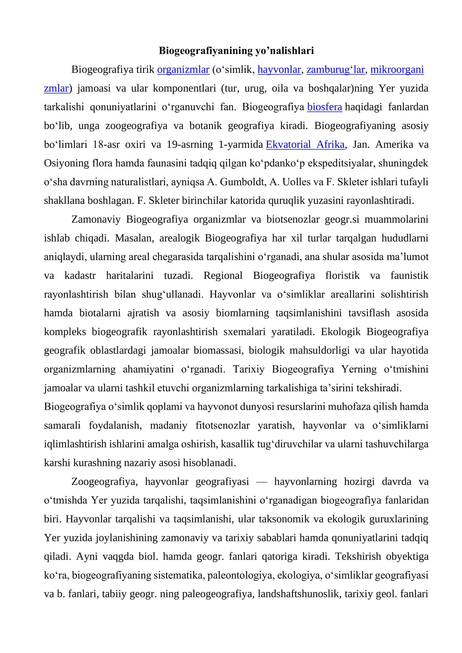 Biogeografiyanining yo’nalishlari 3