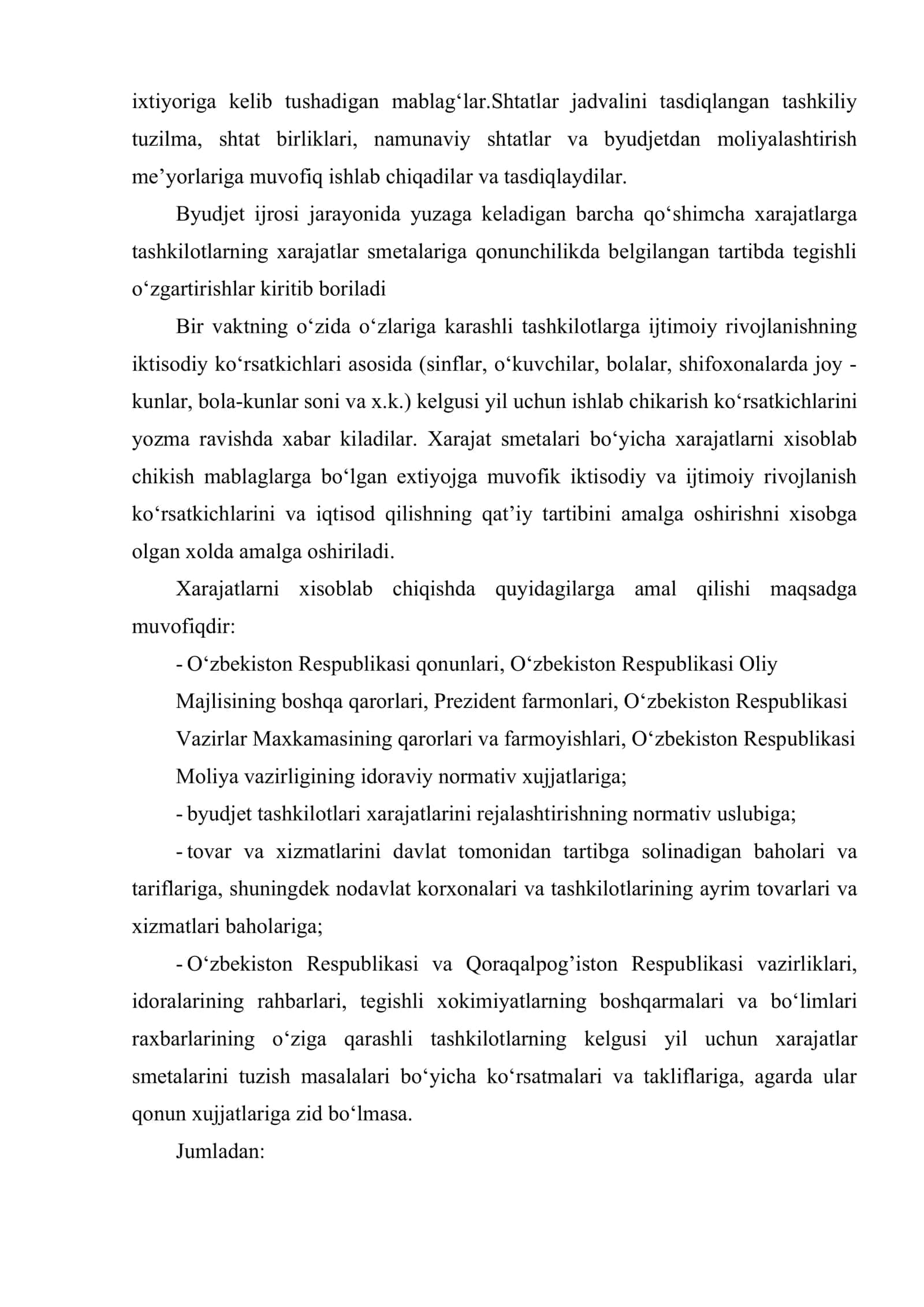 Byudjet tashkilotlarida shtatlar jadvali va ularni tuzishning xususiyatlari 3