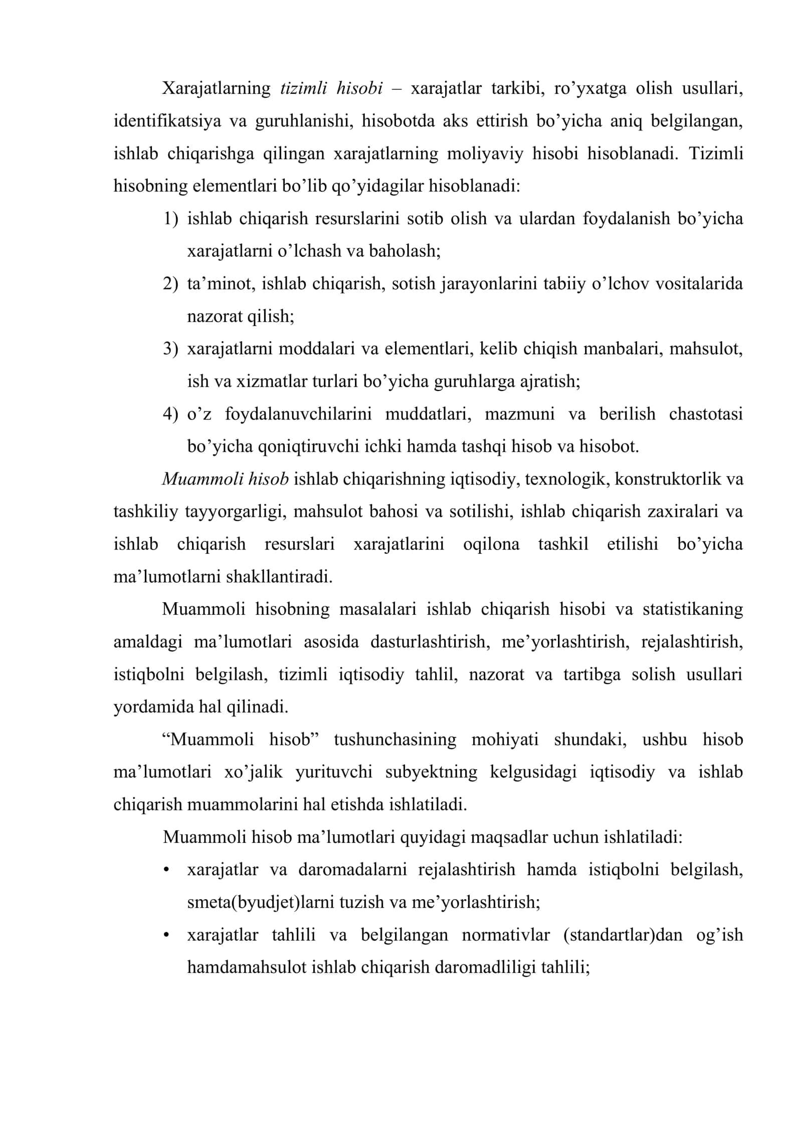 Boshqaruv hisobini ishlab chiqarish xarajatlari bilan bog'liqligi 3