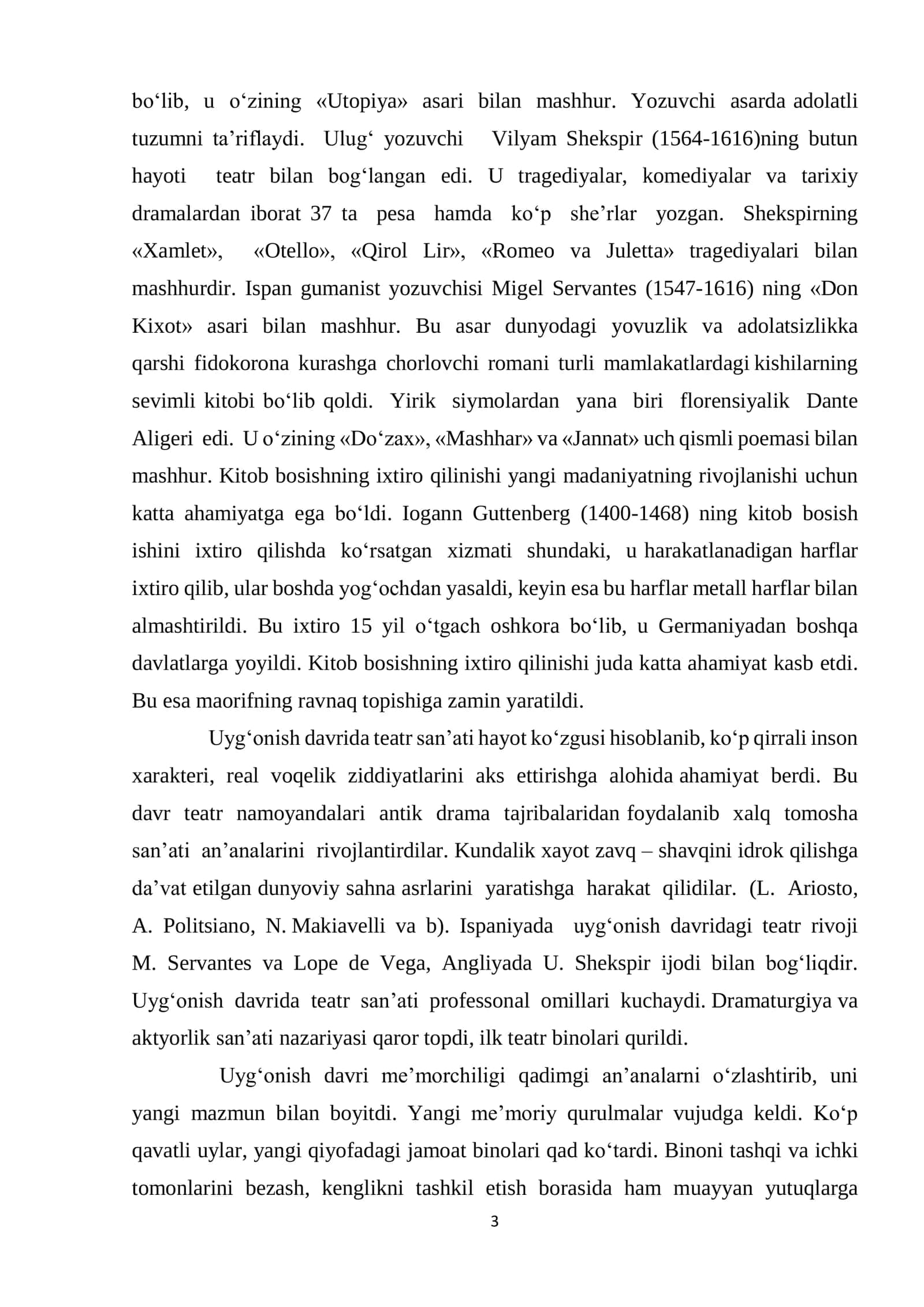 G‘arbiy Yevropada Uyg‘onish davri. XIV-XVI asrlar Yevropada ilmiy bilimlar rivojida yangi davr 3