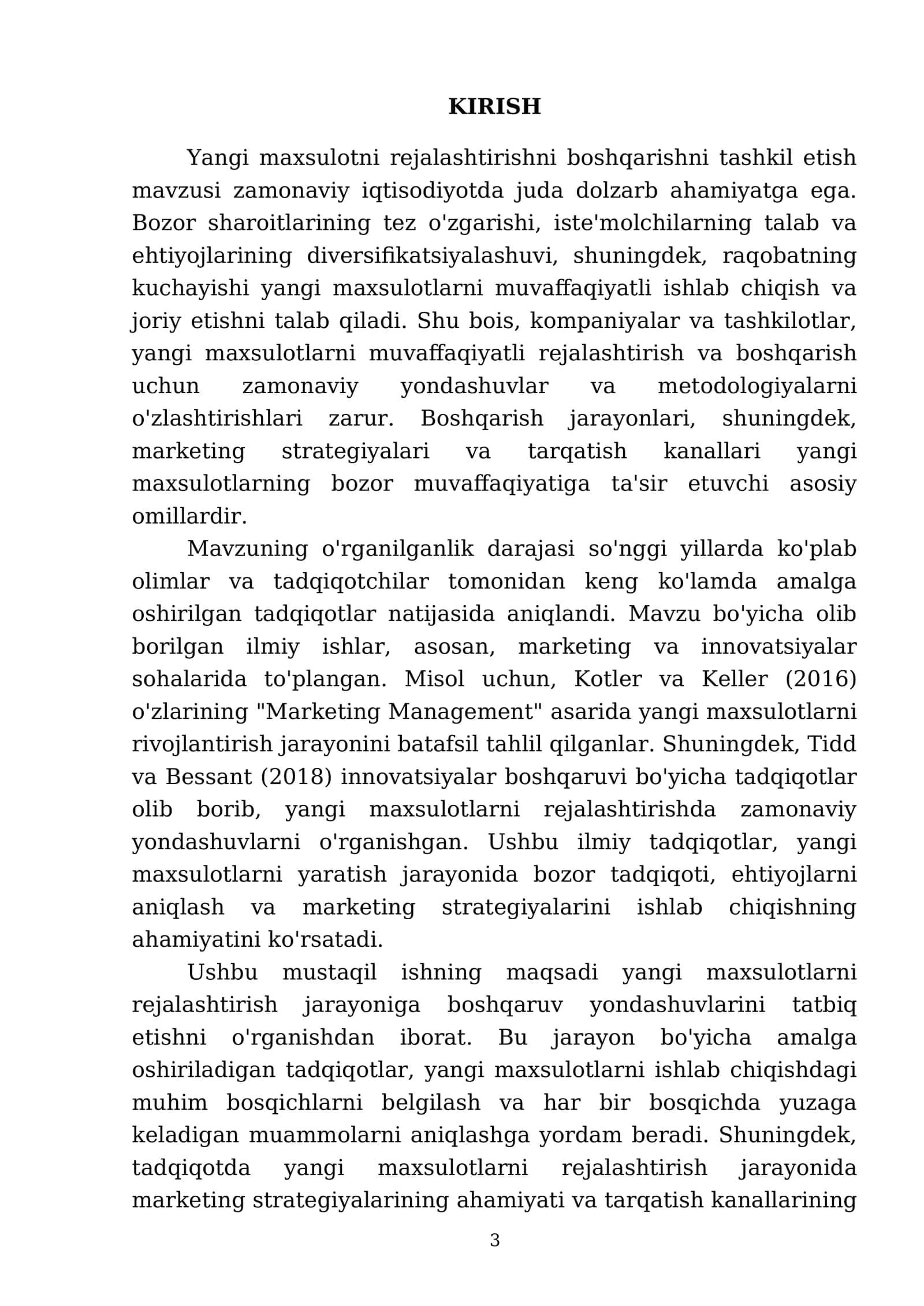 Yangi maxsulotni rejalashtirishni boshqarishni tashkil etish 3