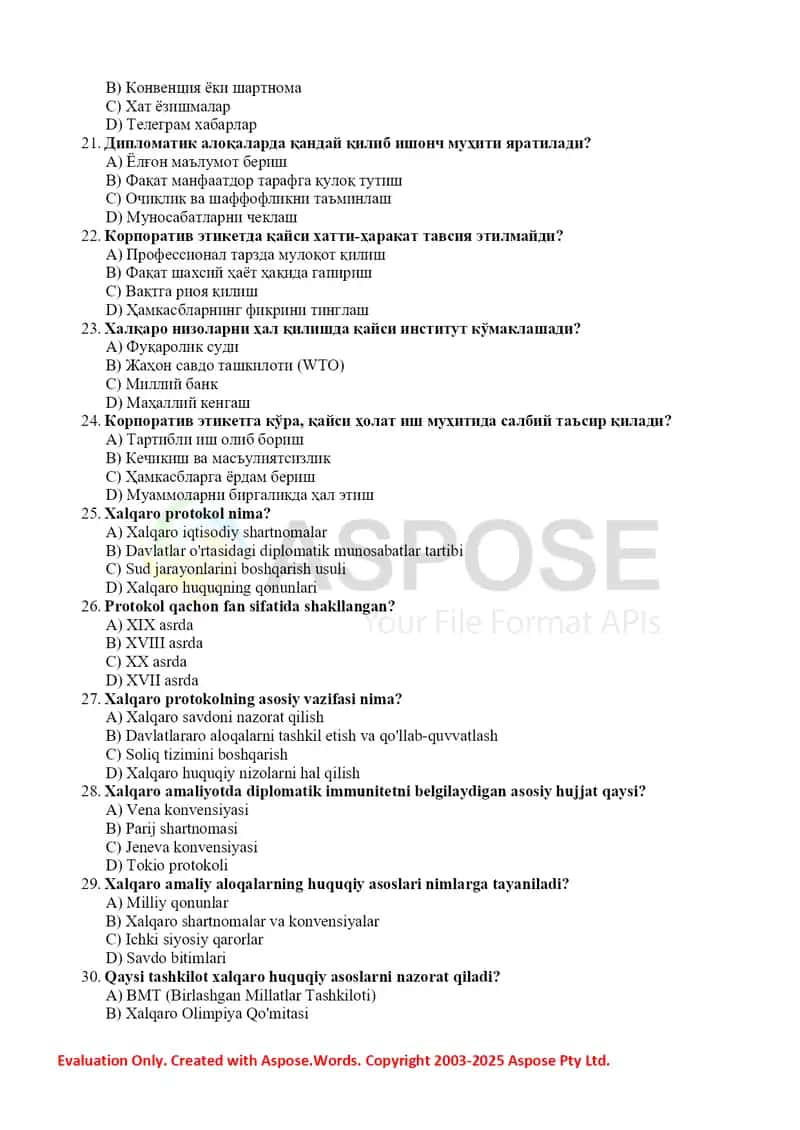 Test Protokol va etiket 3
