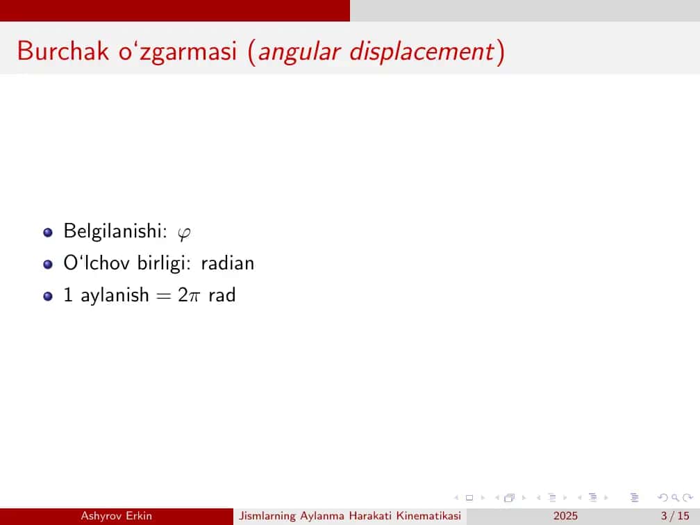 Jismlarning Aylanma Harakati Kinematikasi 3