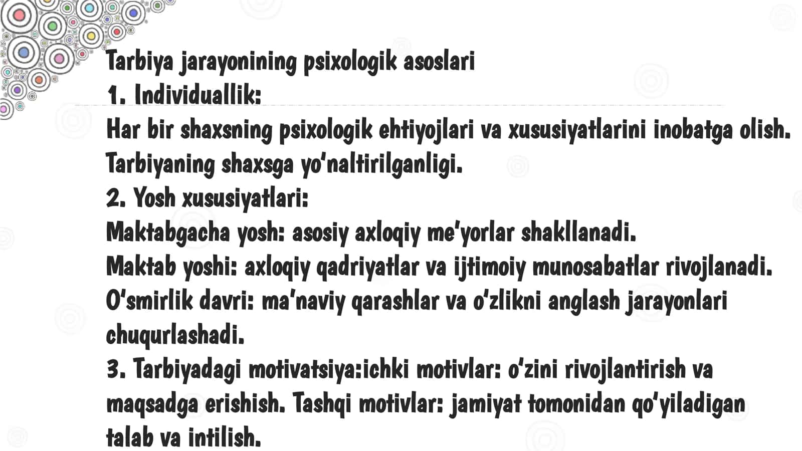 Tarbiya psixologiyasi: Maqsadli vositalari va metodlari 3
