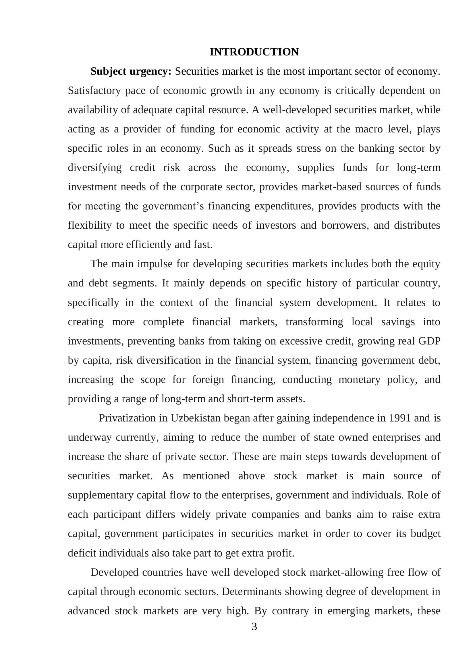 THE PERSPECTIVES OF DEVELOPMENT OF SECURITIES MARKET IN UZBEKISTAN 3