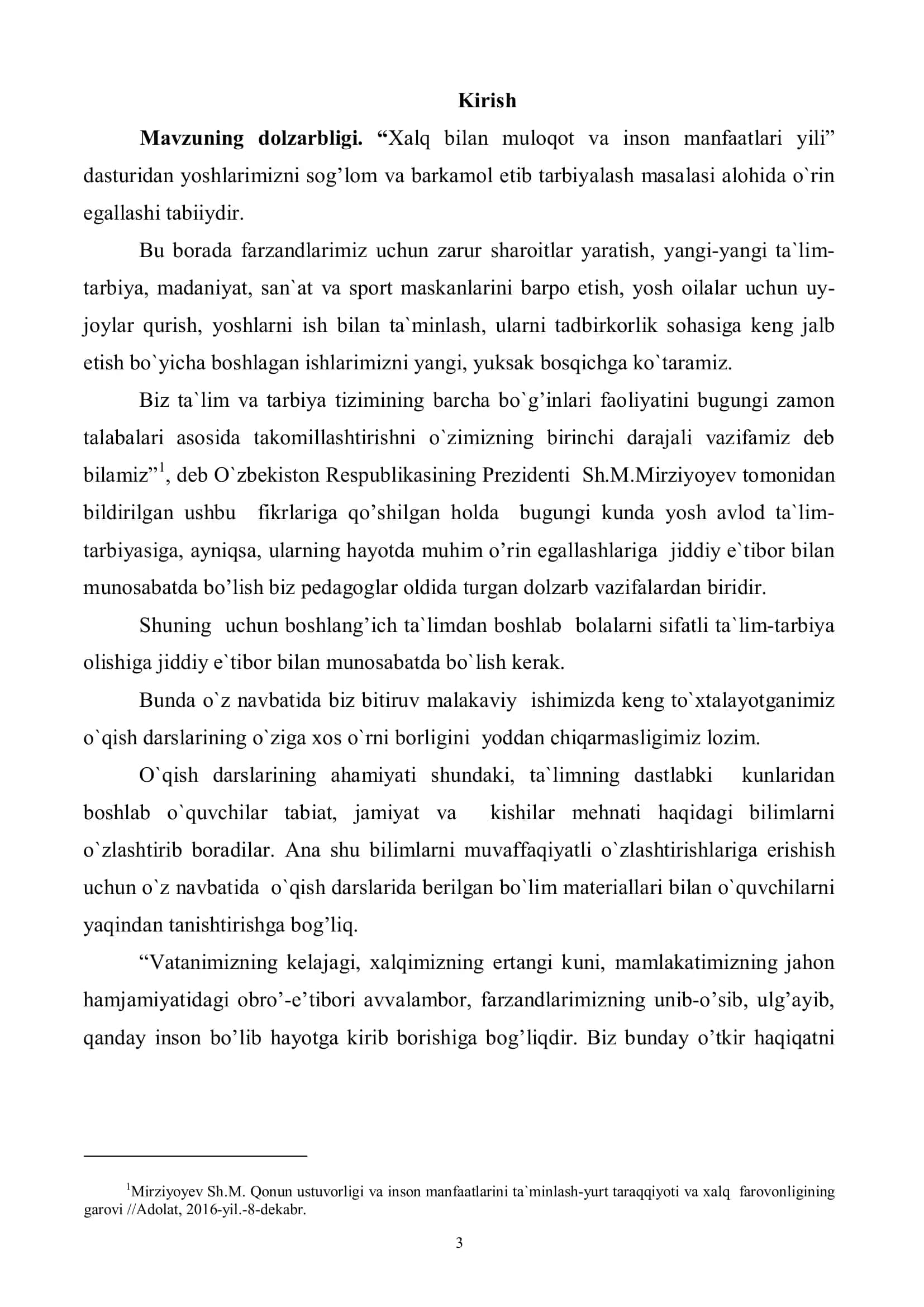 O`QISH DARSLARIDA “TENGDOSHLAR” MAVZUSINI O`RGANISH METODIKASI (3-SINF) 3