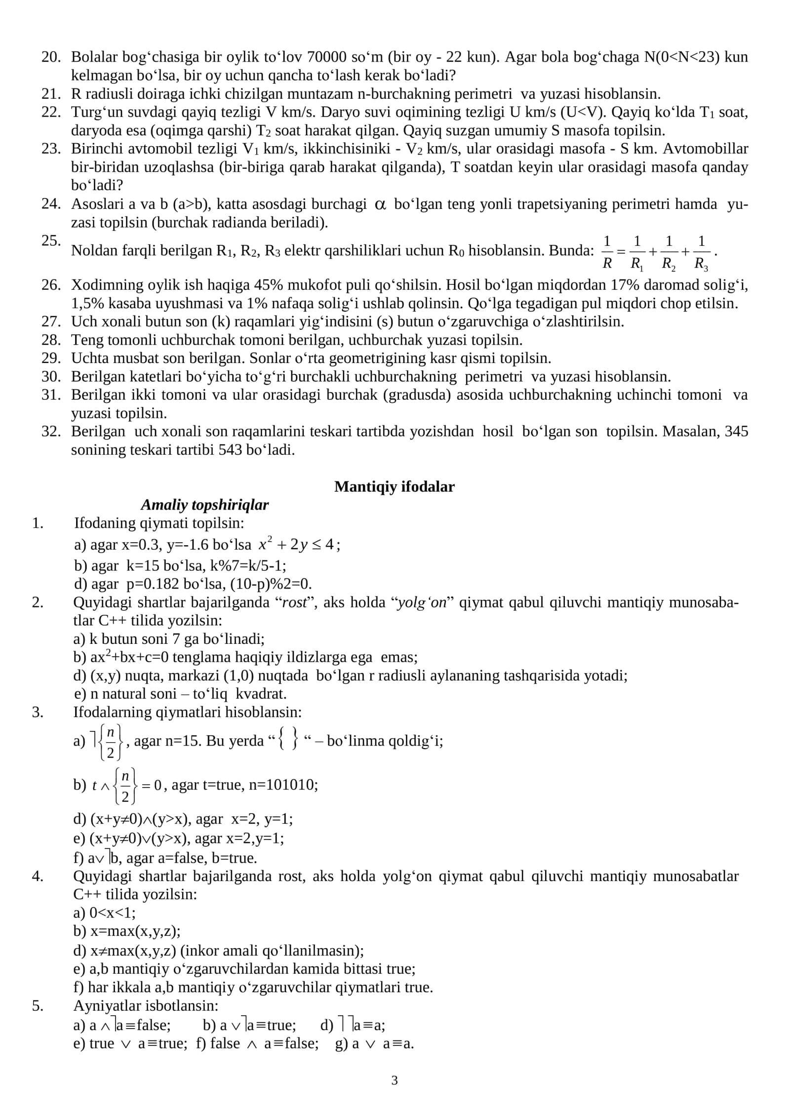 Matematik ifodalarni hisoblash 3