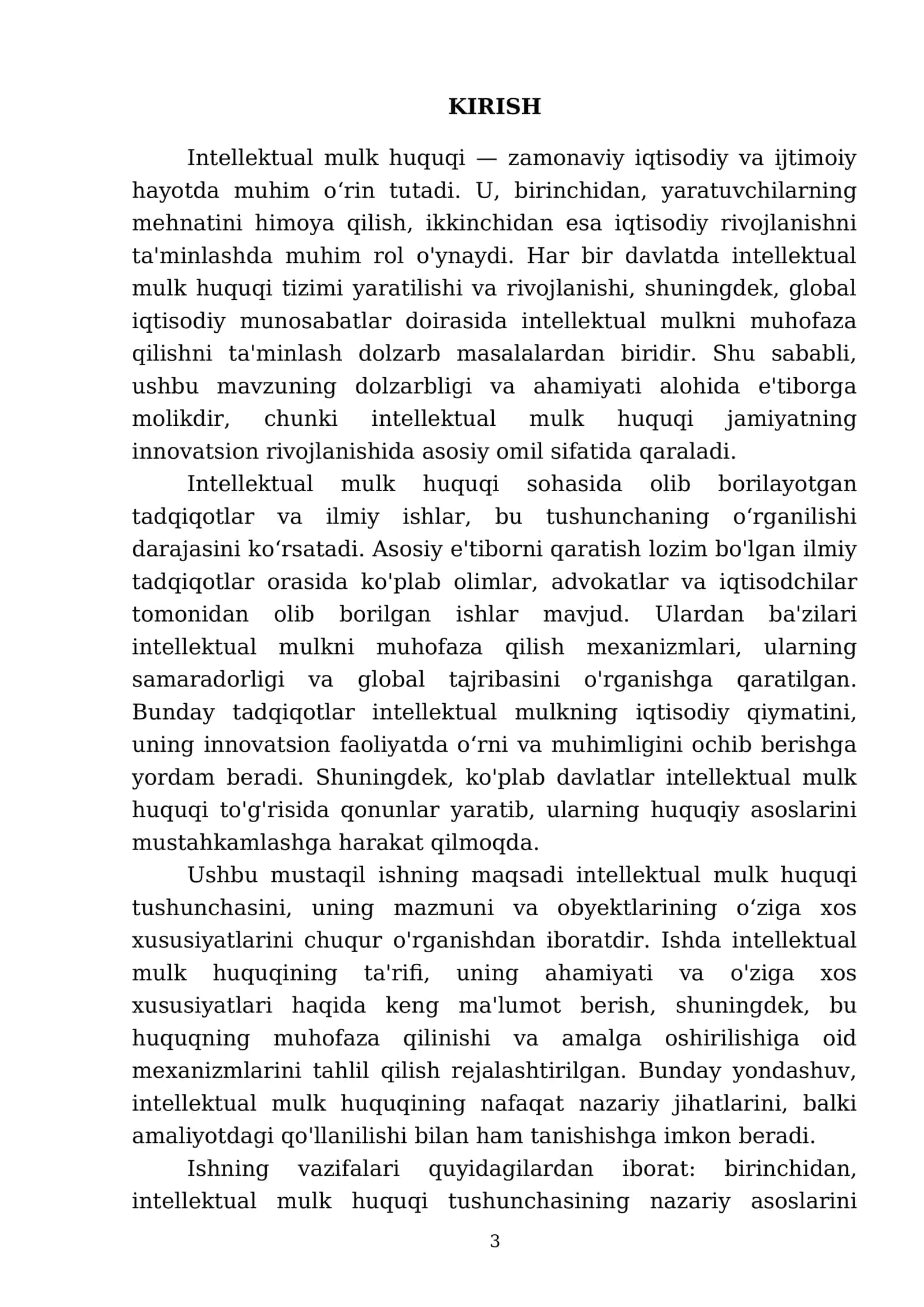 Intellektual mulk huquqi tushunchasi, mazmuni va obyektlarining o‘ziga xos xususiyatlari 3